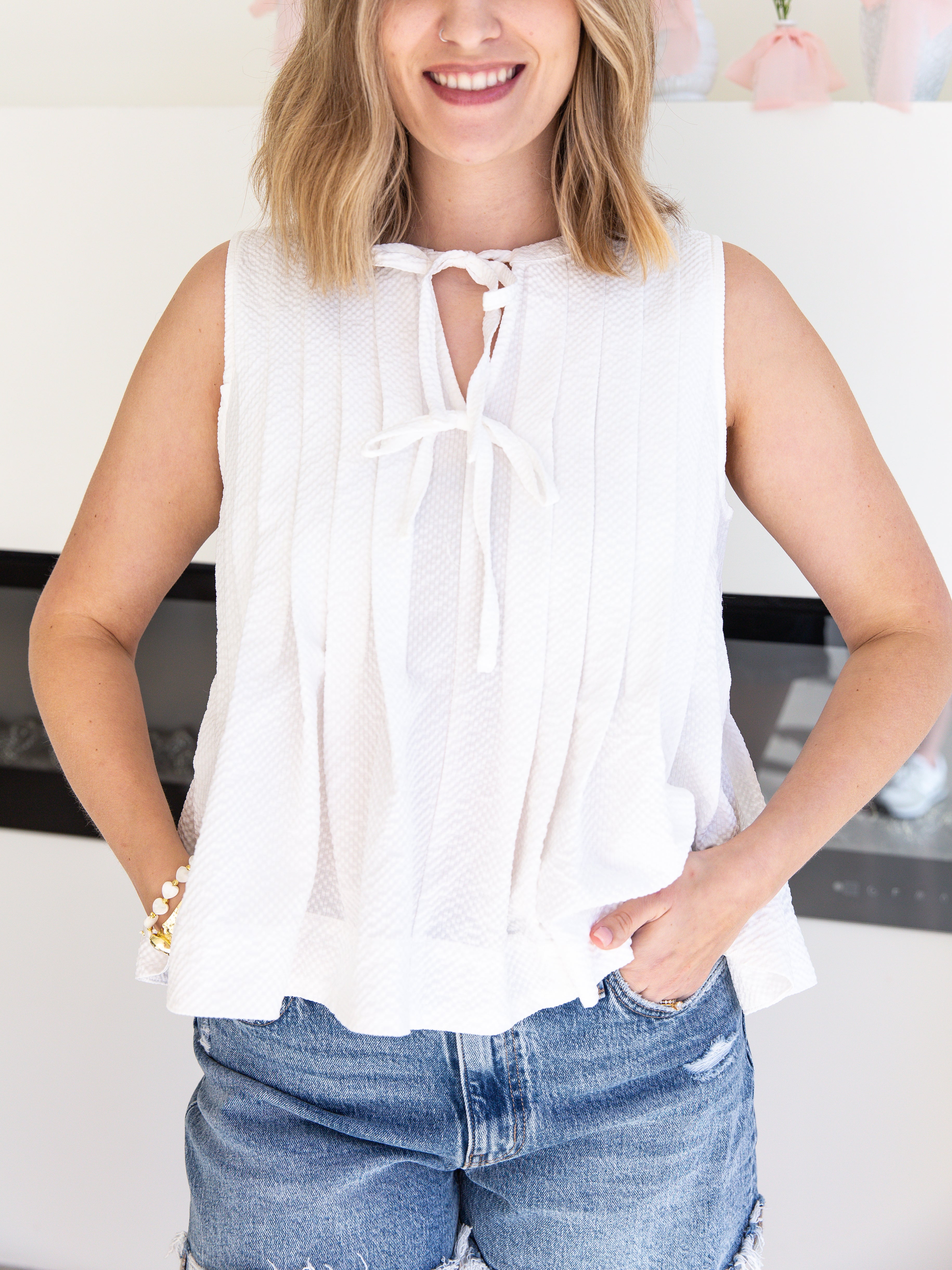 Easy Breezy Tank - Ivory-200 Fashion Blouses-ENTRO-July & June Women's Fashion Boutique Located in San Antonio, Texas