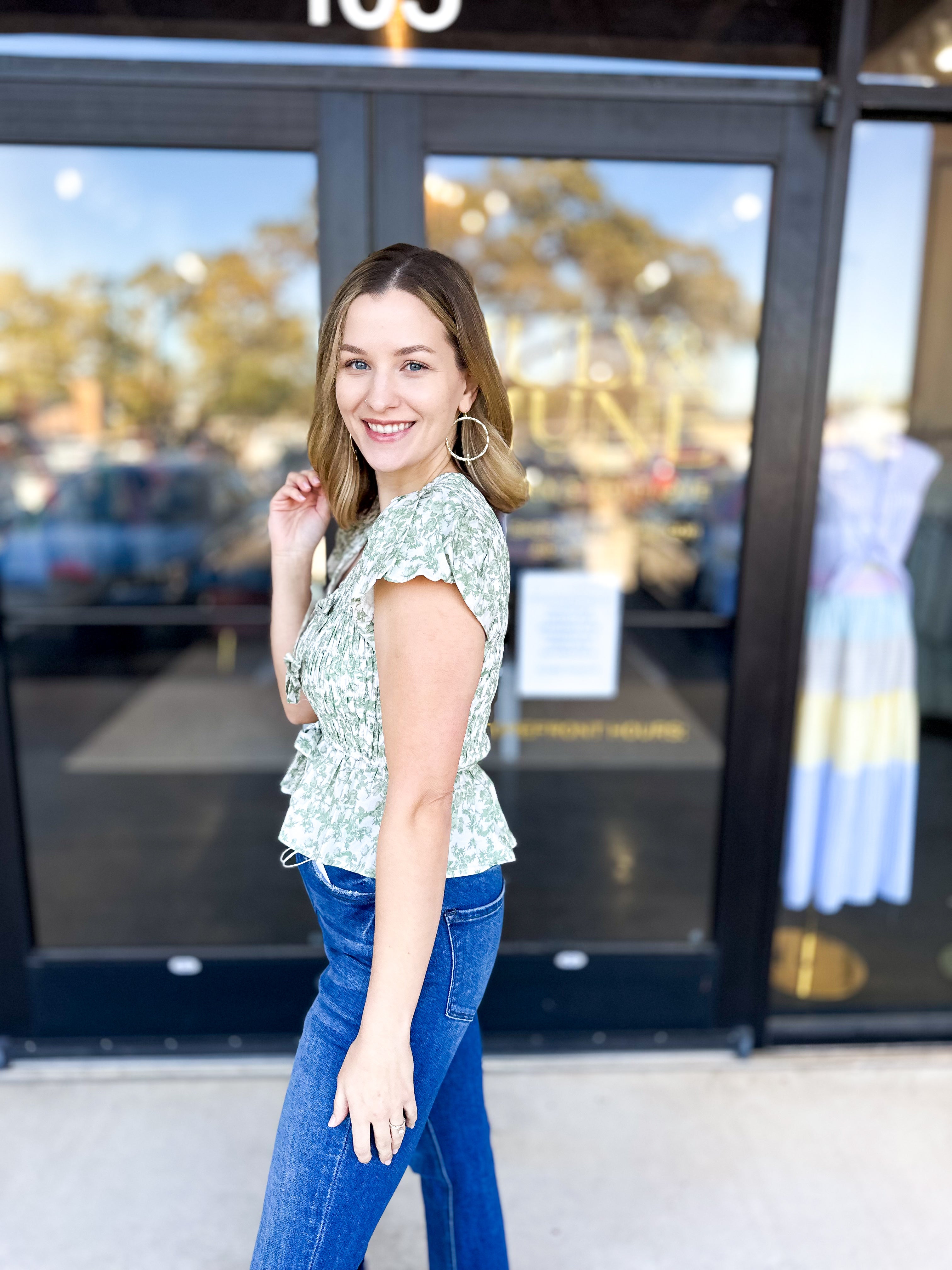 The Maine Blouse - Olive-200 Fashion Blouses-ENTRO-July & June Women's Fashion Boutique Located in San Antonio, Texas