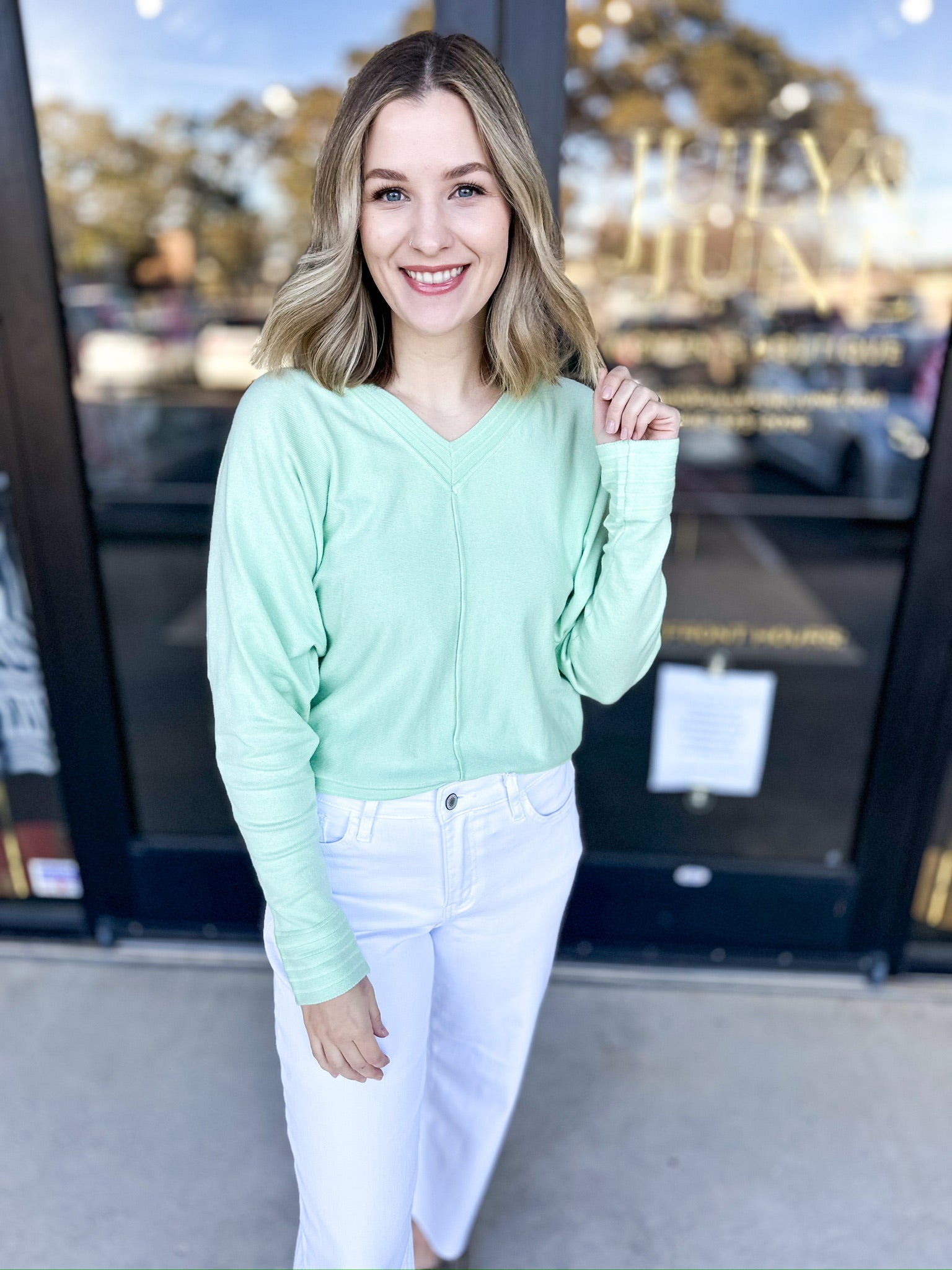 Shawn Comfy Top - Seafoam-210 Casual Blouses-ALLIE ROSE-July & June Women's Fashion Boutique Located in San Antonio, Texas