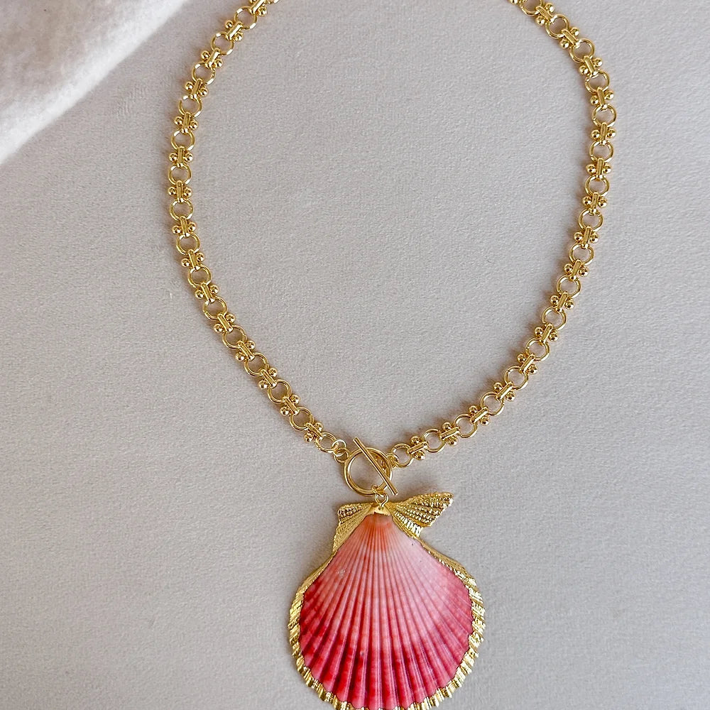 Easton Elle - Seashell Loop Necklace - Pink-110 Jewelry & Hair-Easton Elle-July & June Women's Fashion Boutique Located in San Antonio, Texas