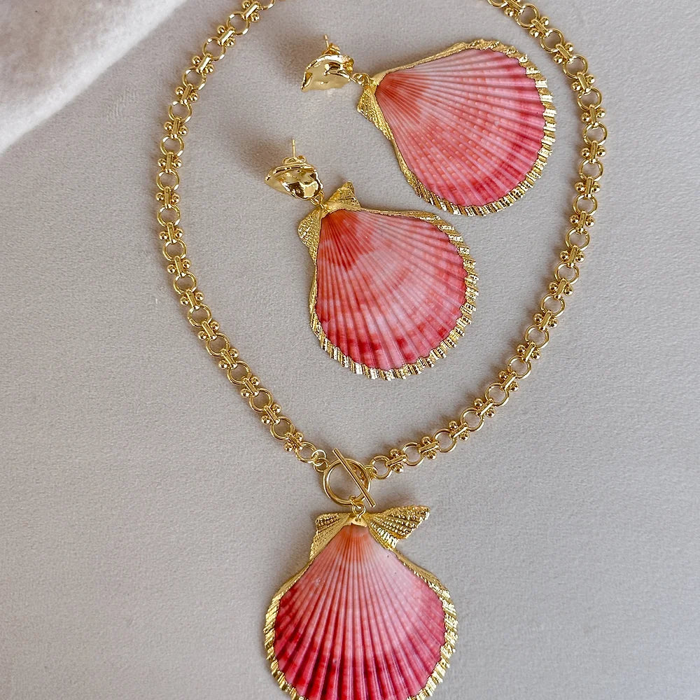 Easton Elle - Seashell Loop Necklace - Pink-110 Jewelry & Hair-Easton Elle-July & June Women's Fashion Boutique Located in San Antonio, Texas