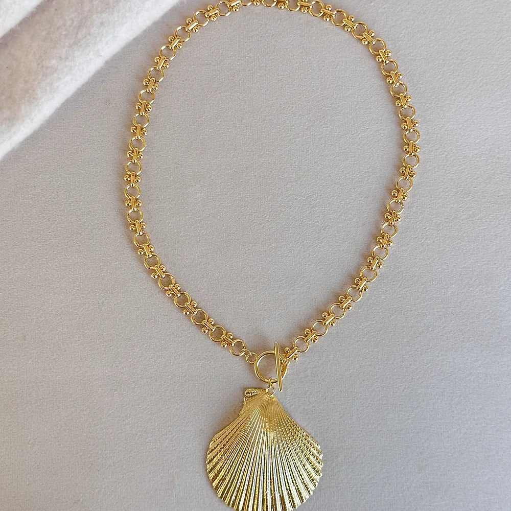 Easton Elle - Seashell Loop Necklace - Gold-110 Jewelry & Hair-Easton Elle-July & June Women's Fashion Boutique Located in San Antonio, Texas