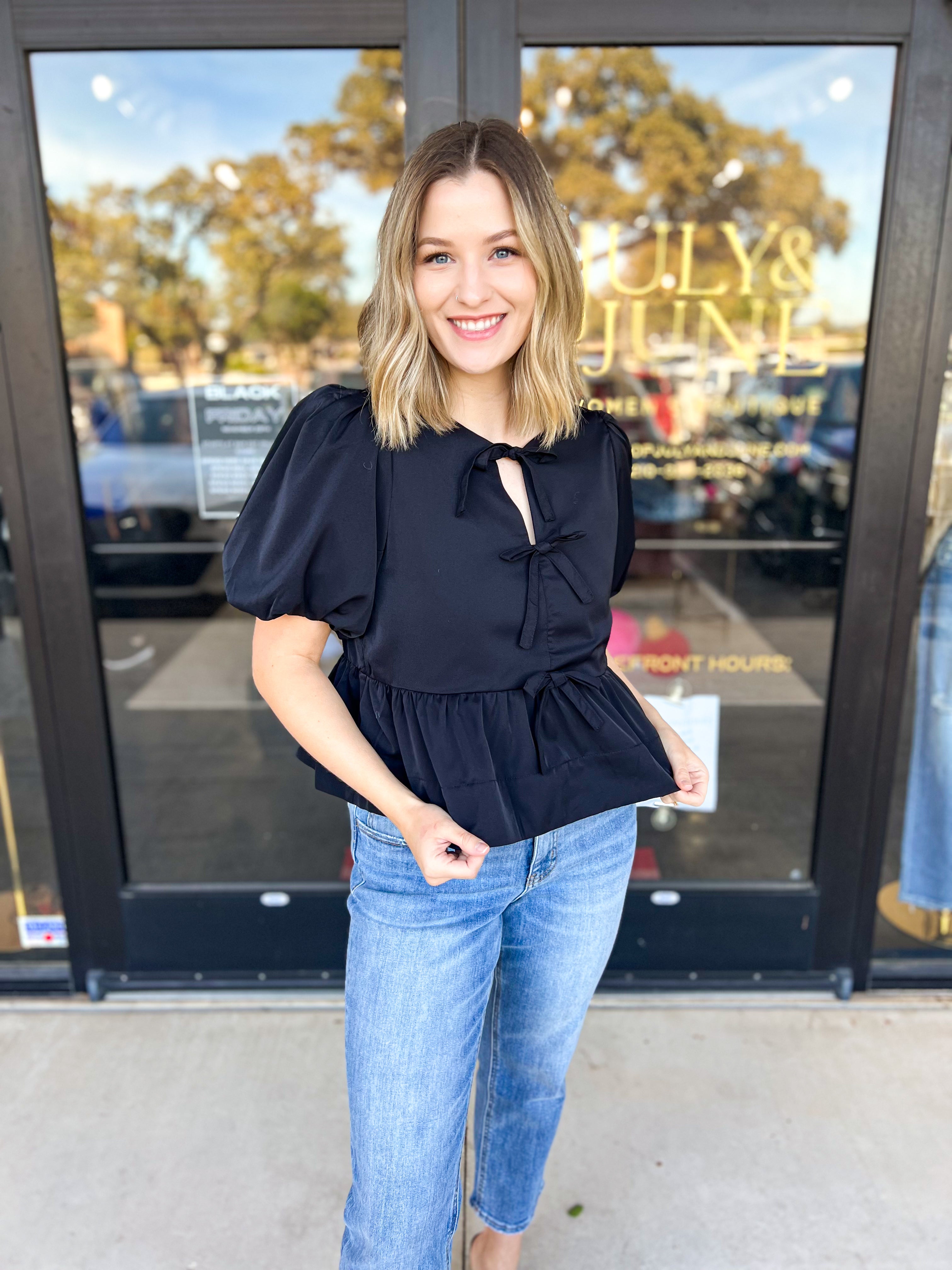 Louise Bow Blouse-200 Fashion Blouses-ENTRO-July & June Women's Fashion Boutique Located in San Antonio, Texas