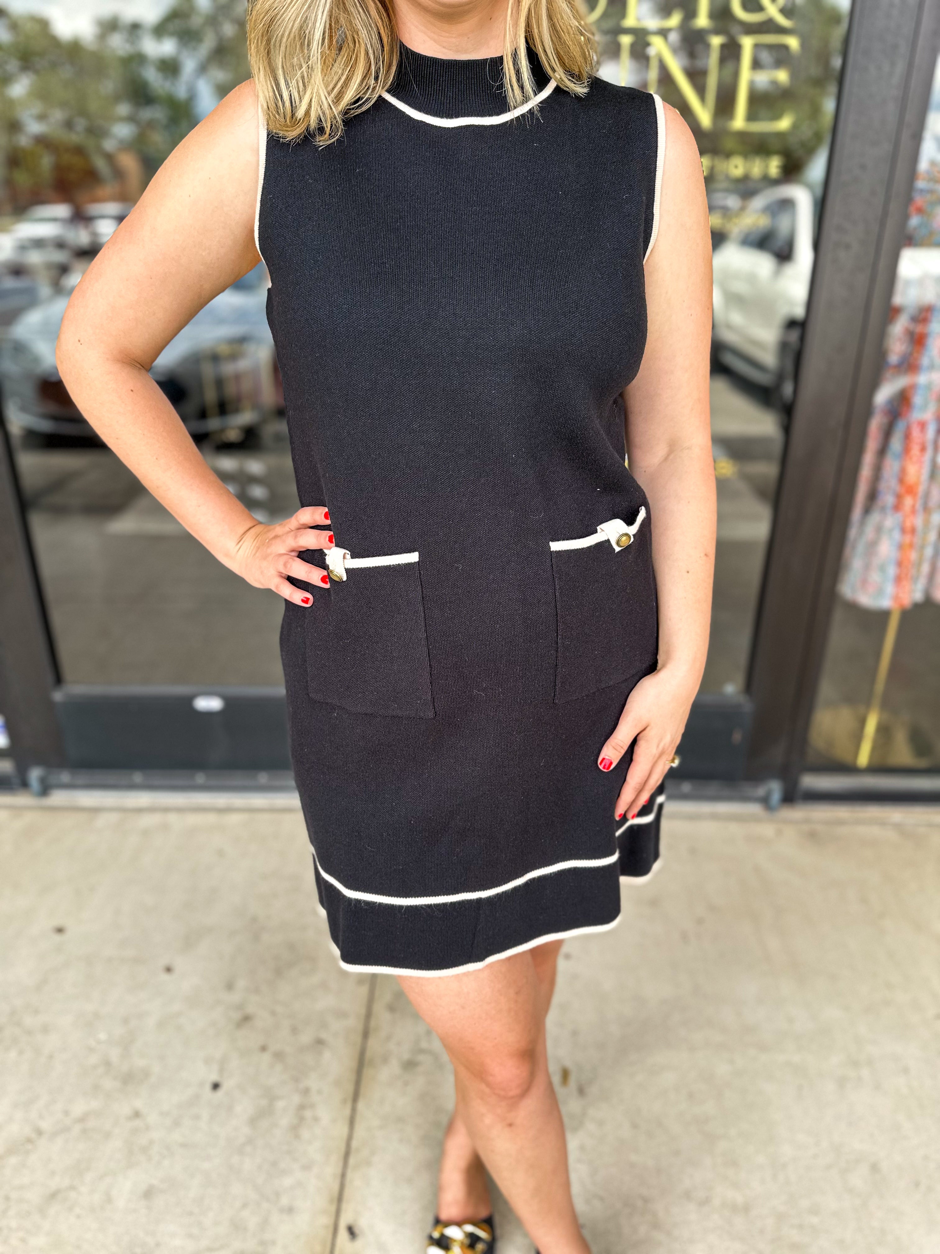 Lauren Knit Mini Dress - Black-510 Mini-ENTRO-July & June Women's Fashion Boutique Located in San Antonio, Texas