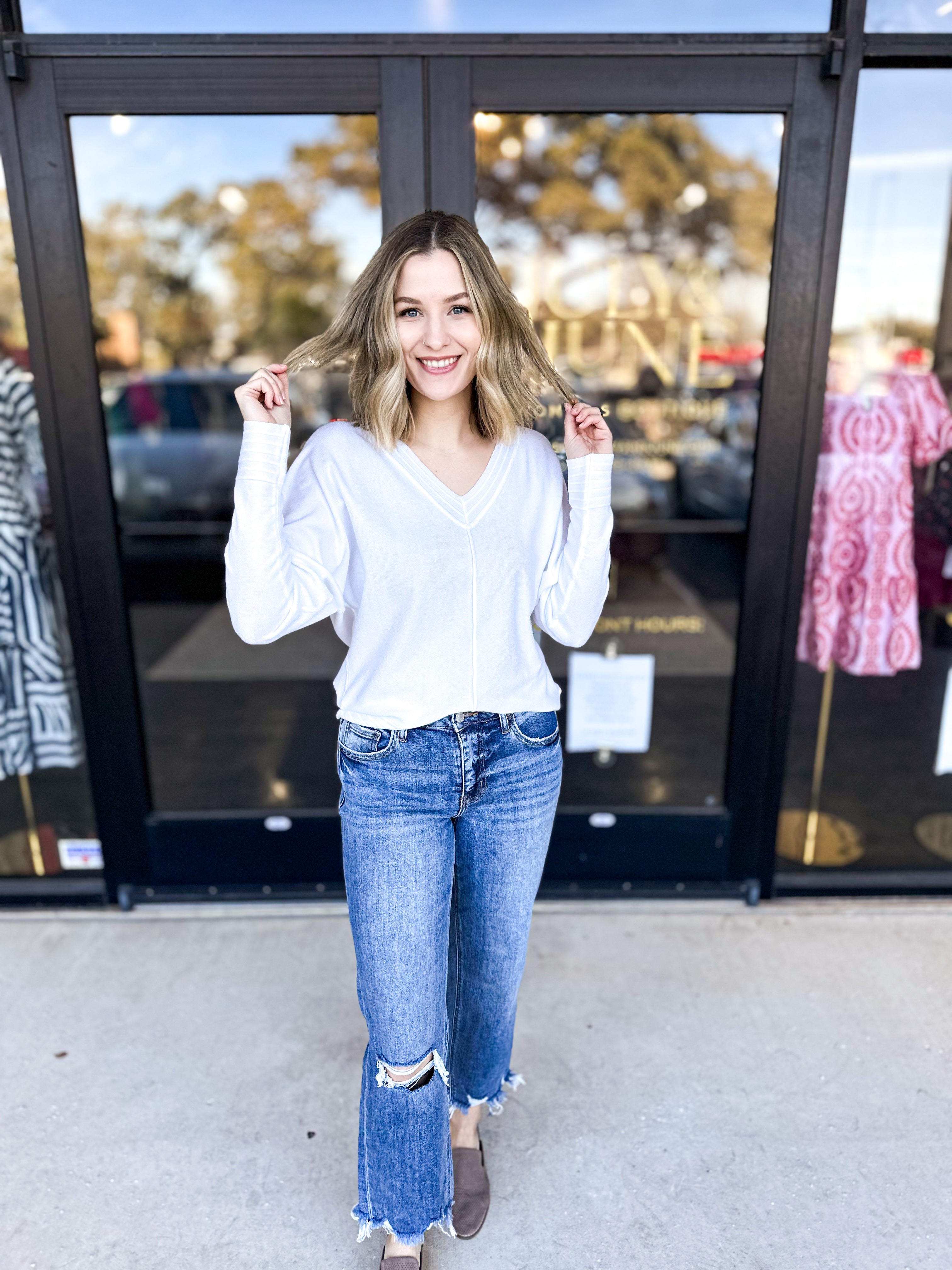 Shawn Comfy Top - Ivory-210 Casual Blouses-ALLIE ROSE-July & June Women's Fashion Boutique Located in San Antonio, Texas