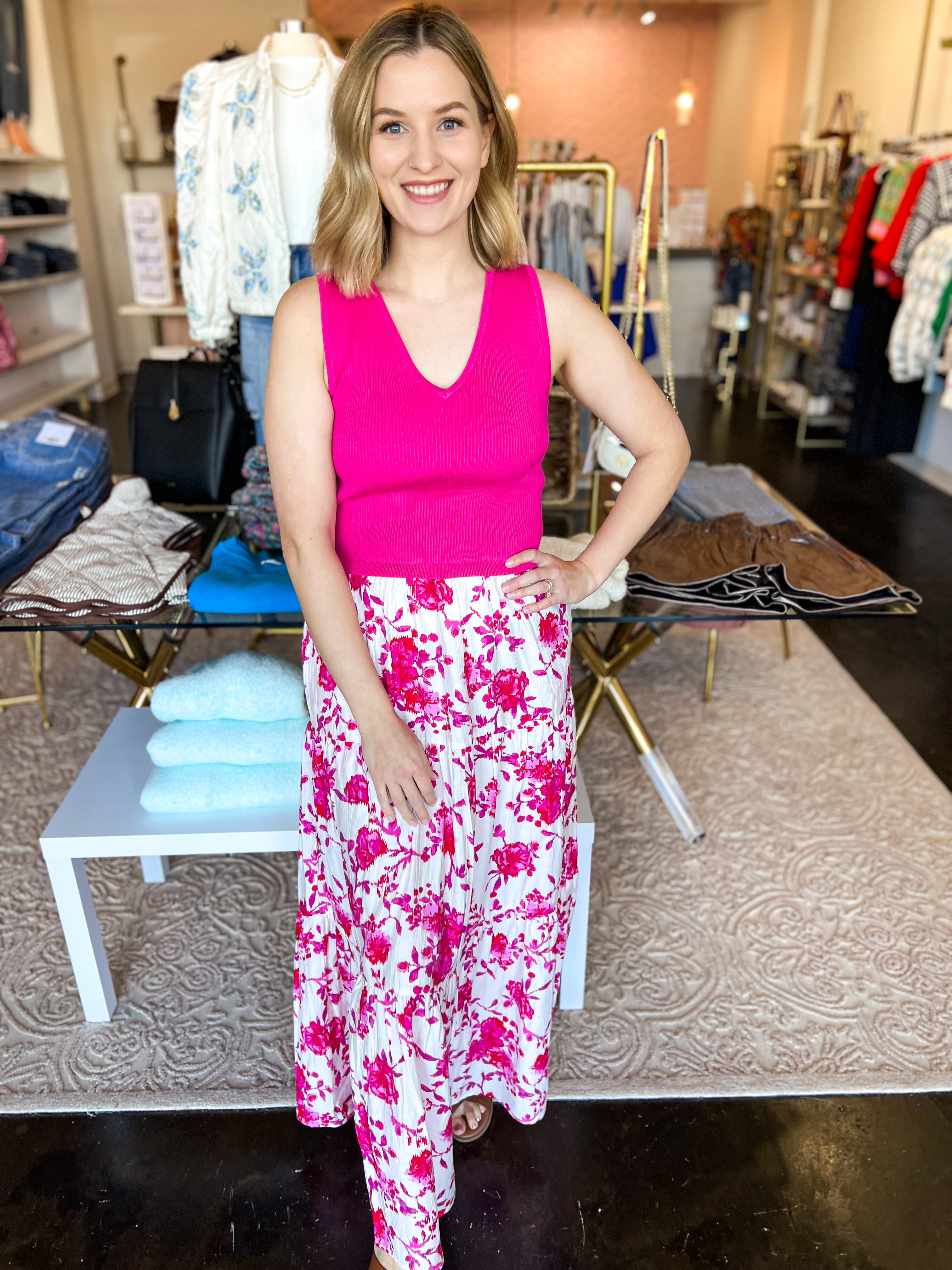 Falling For Florals Midi Dress-500 Midi-SKIES ARE BLUE-July & June Women's Fashion Boutique Located in San Antonio, Texas