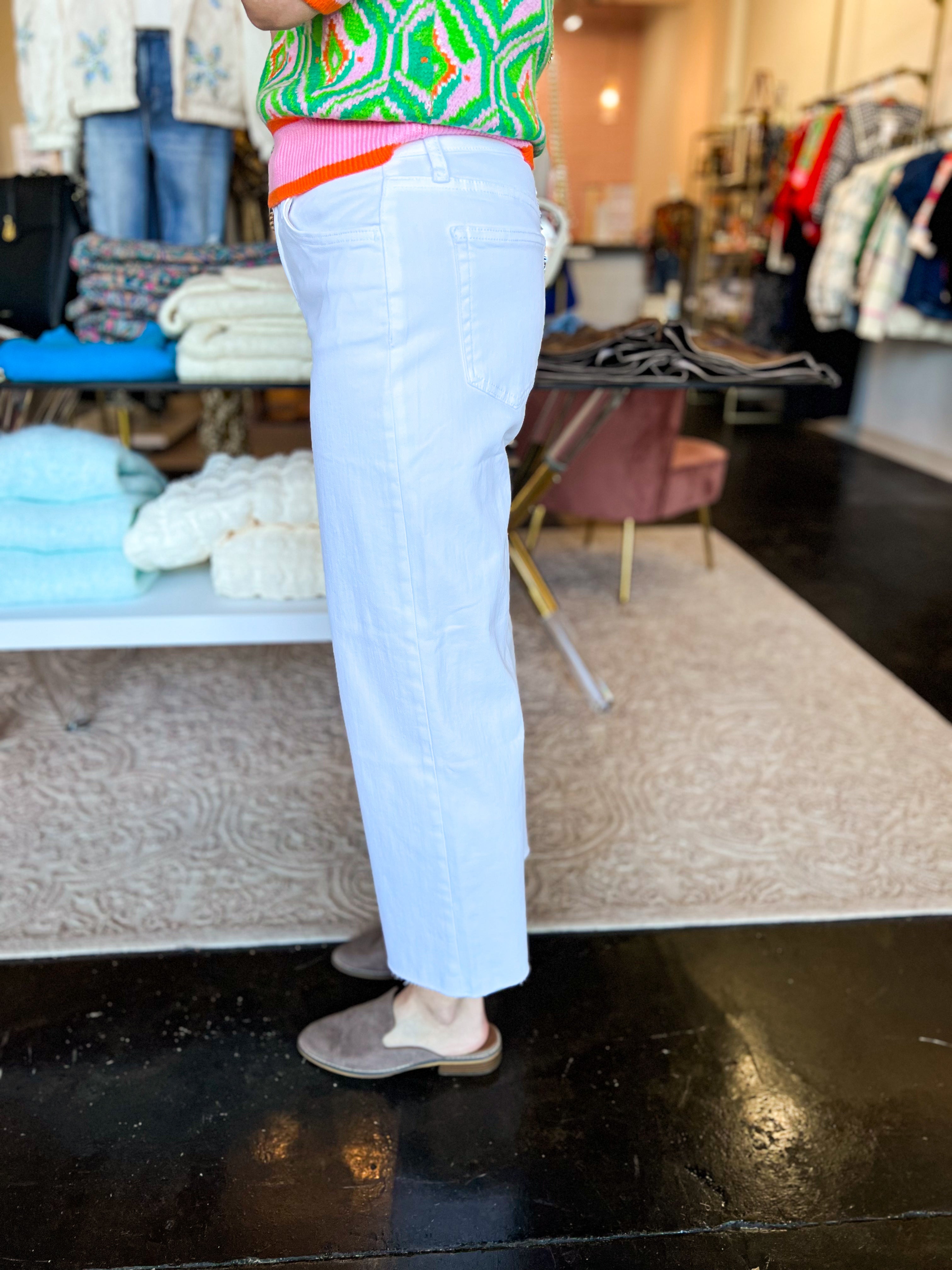 Vervet HigH Rise Cropped Wide Leg White Jeans-400 Pants-VEVERT BY FLYING MONKEY-July & June Women's Fashion Boutique Located in San Antonio, Texas