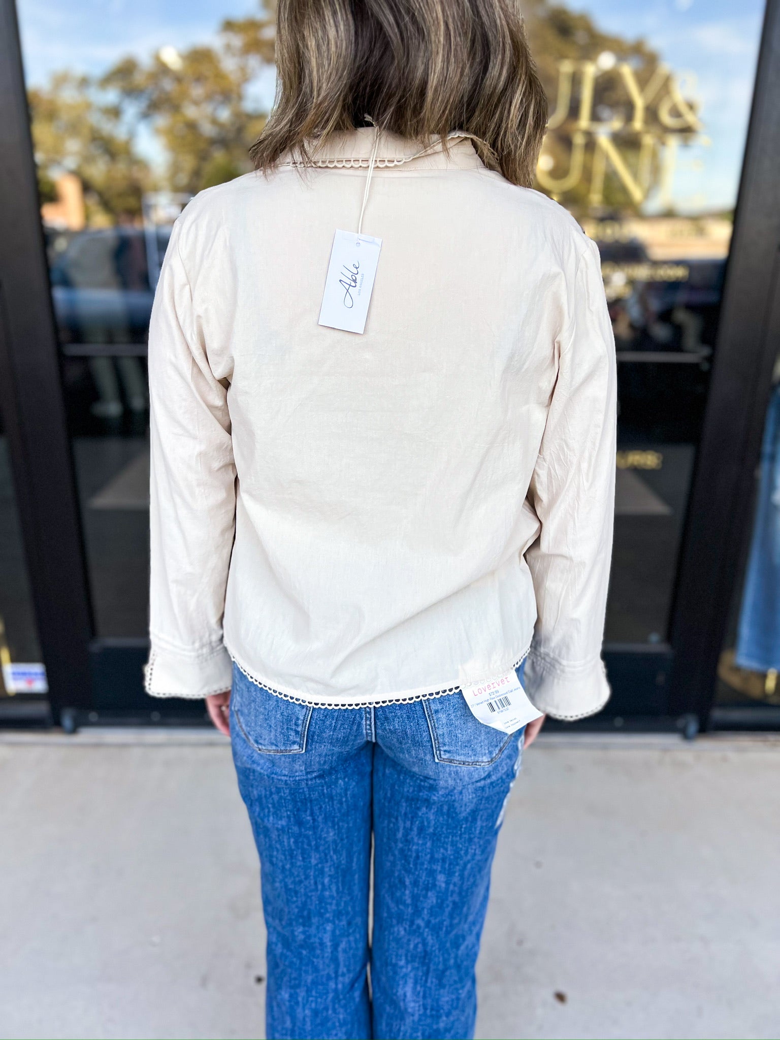 Cream Crochet Blouse-200 Fashion Blouses-ABLE-July & June Women's Fashion Boutique Located in San Antonio, Texas