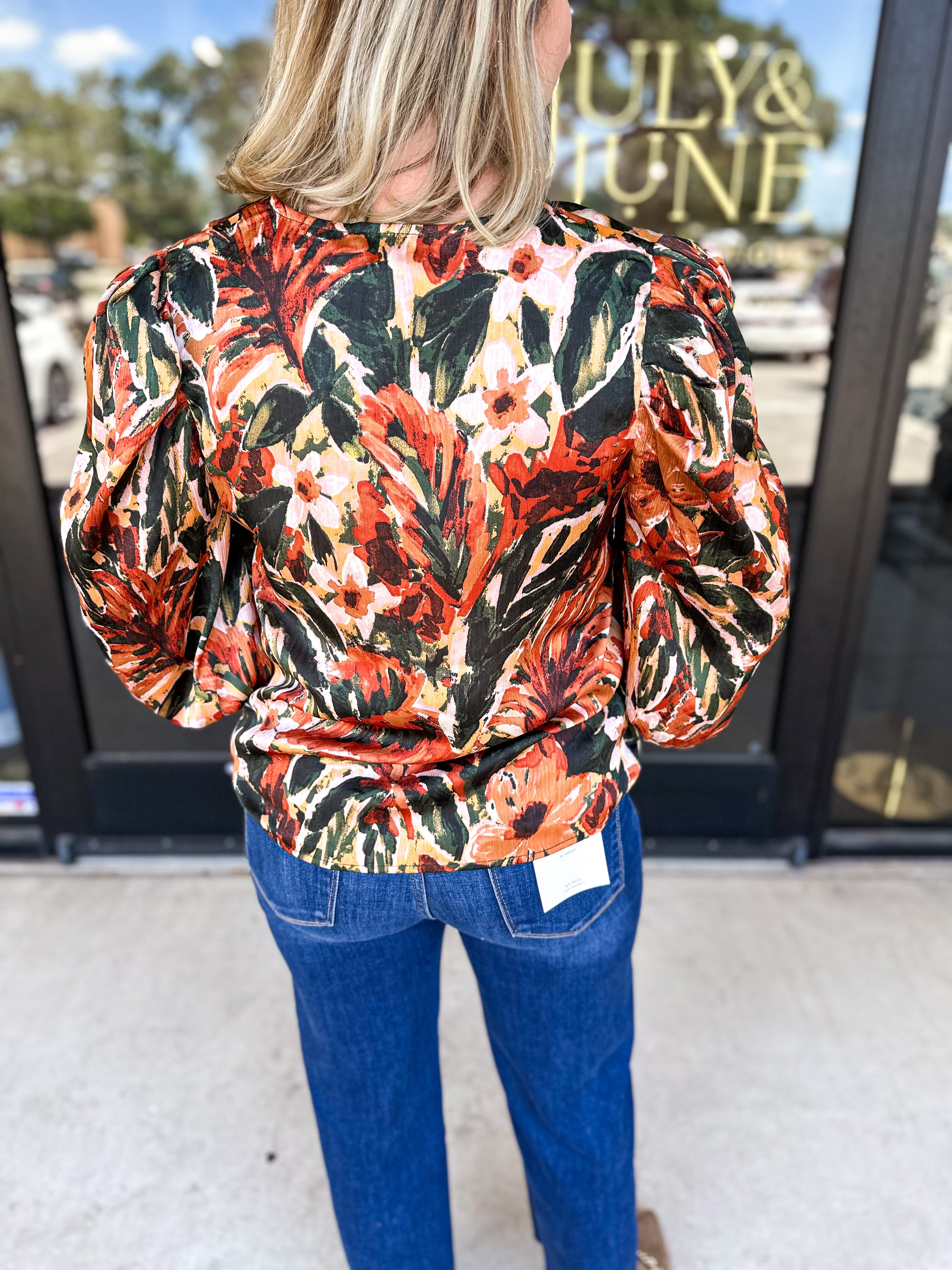 THML - Fall Garden Blouse-200 Fashion Blouses-THML-July & June Women's Fashion Boutique Located in San Antonio, Texas