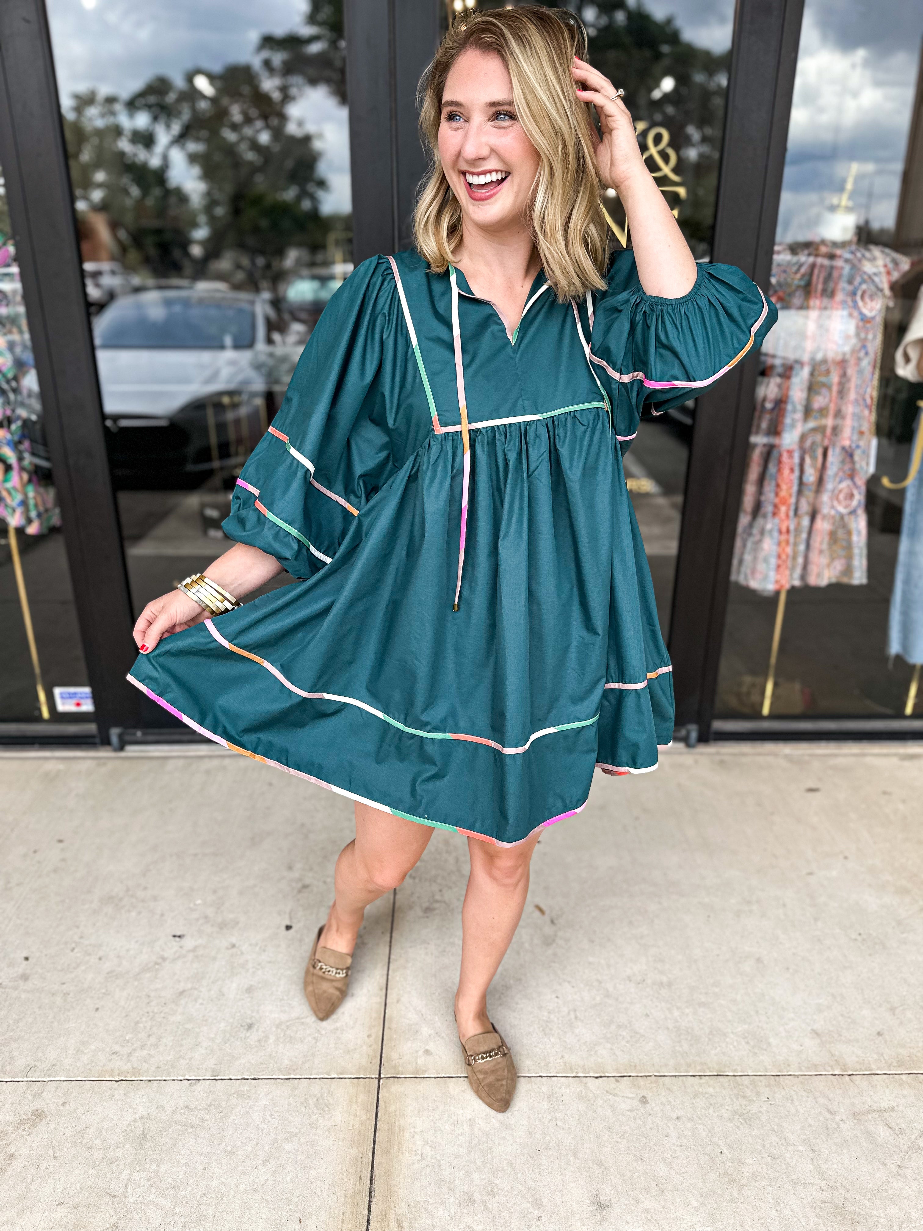 The Jane Mini Dress - Pine-510 Mini-ENTRO-July & June Women's Fashion Boutique Located in San Antonio, Texas