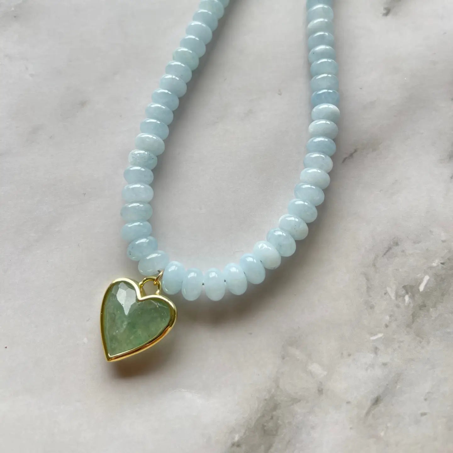 Caia Necklace - Light Blue Jade with Green Aventurine-110 Jewelry & Hair-Jessica Matrasko Jewelry-July & June Women's Fashion Boutique Located in San Antonio, Texas