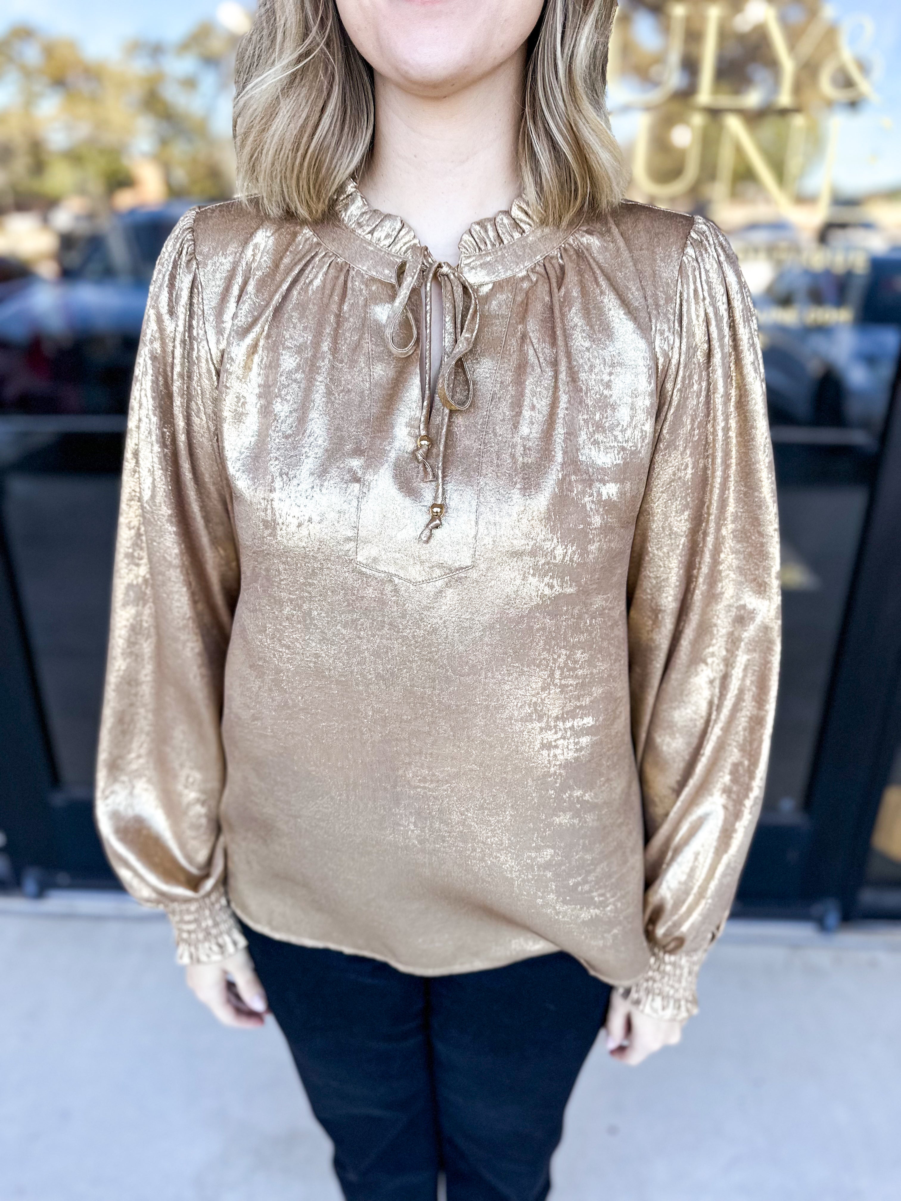 You're So Golden Blouse-JODIFL-July & June Women's Fashion Boutique Located in San Antonio, Texas