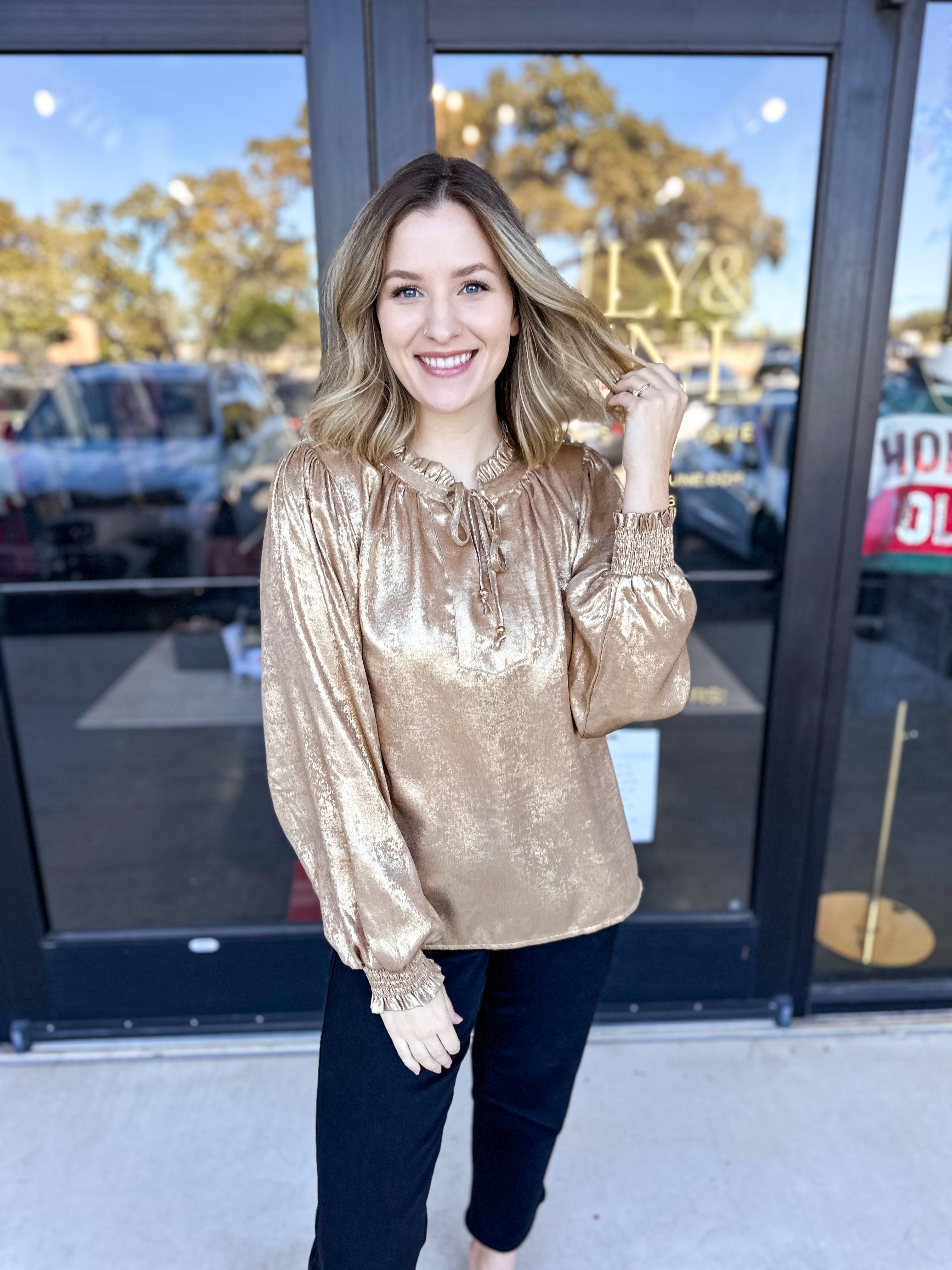 You're So Golden Blouse-JODIFL-July & June Women's Fashion Boutique Located in San Antonio, Texas