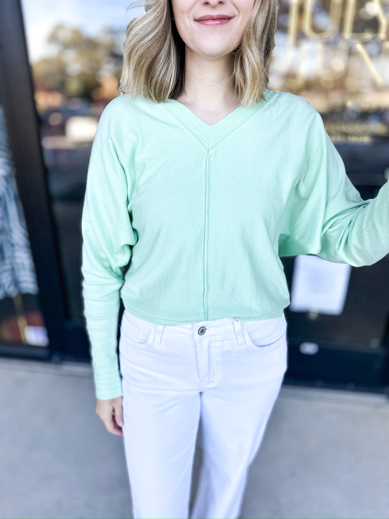 Shawn Comfy Top - Seafoam-210 Casual Blouses-ALLIE ROSE-July & June Women's Fashion Boutique Located in San Antonio, Texas