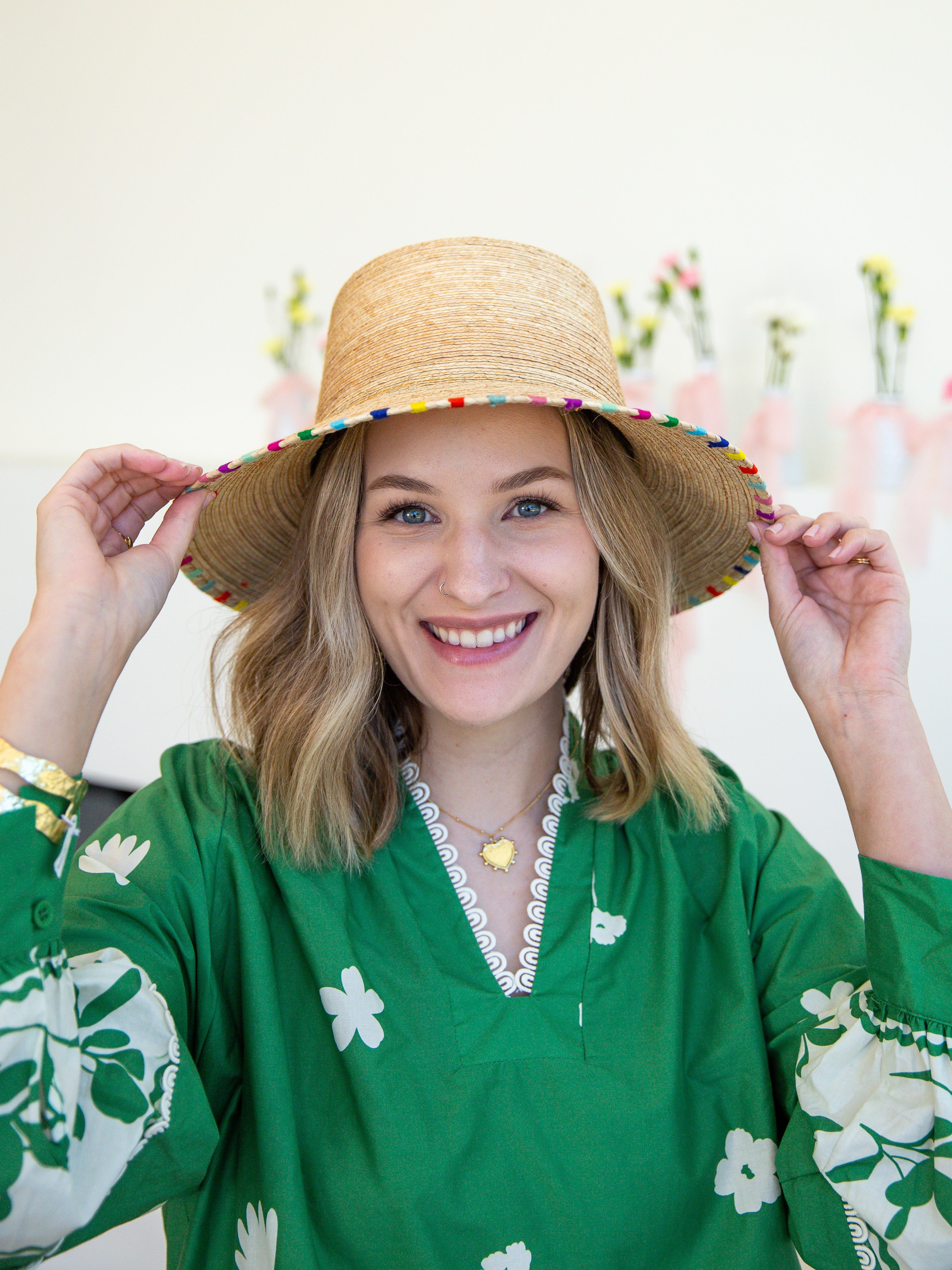 Sunshine Tienda - Roselia Palm Bucket Hat - 2 Sizes-130 ACCESSORIES-Sunshine Tienda-July & June Women's Fashion Boutique Located in San Antonio, Texas