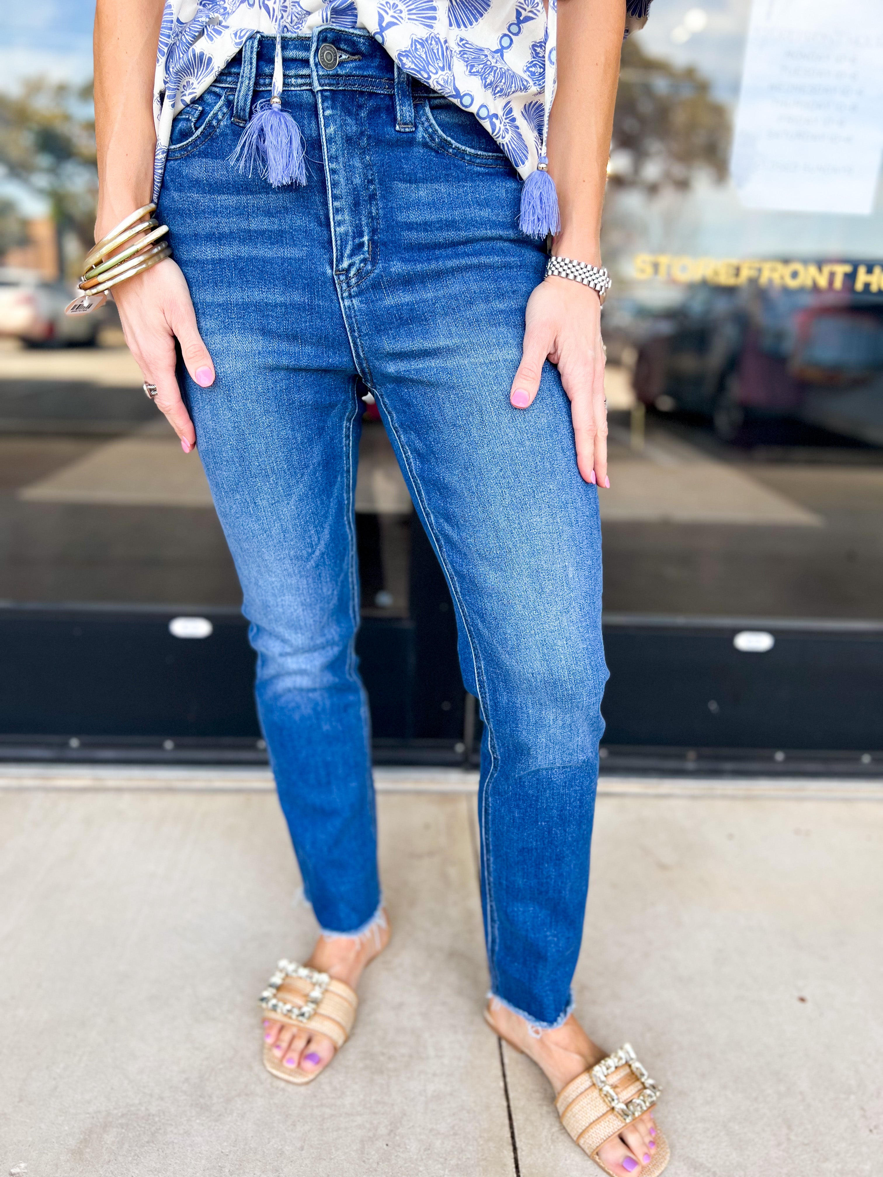 Vervet - Super High Rise Stretch Slim Straight Jeans-400 Pants-VEVERT BY FLYING MONKEY-July & June Women's Fashion Boutique Located in San Antonio, Texas