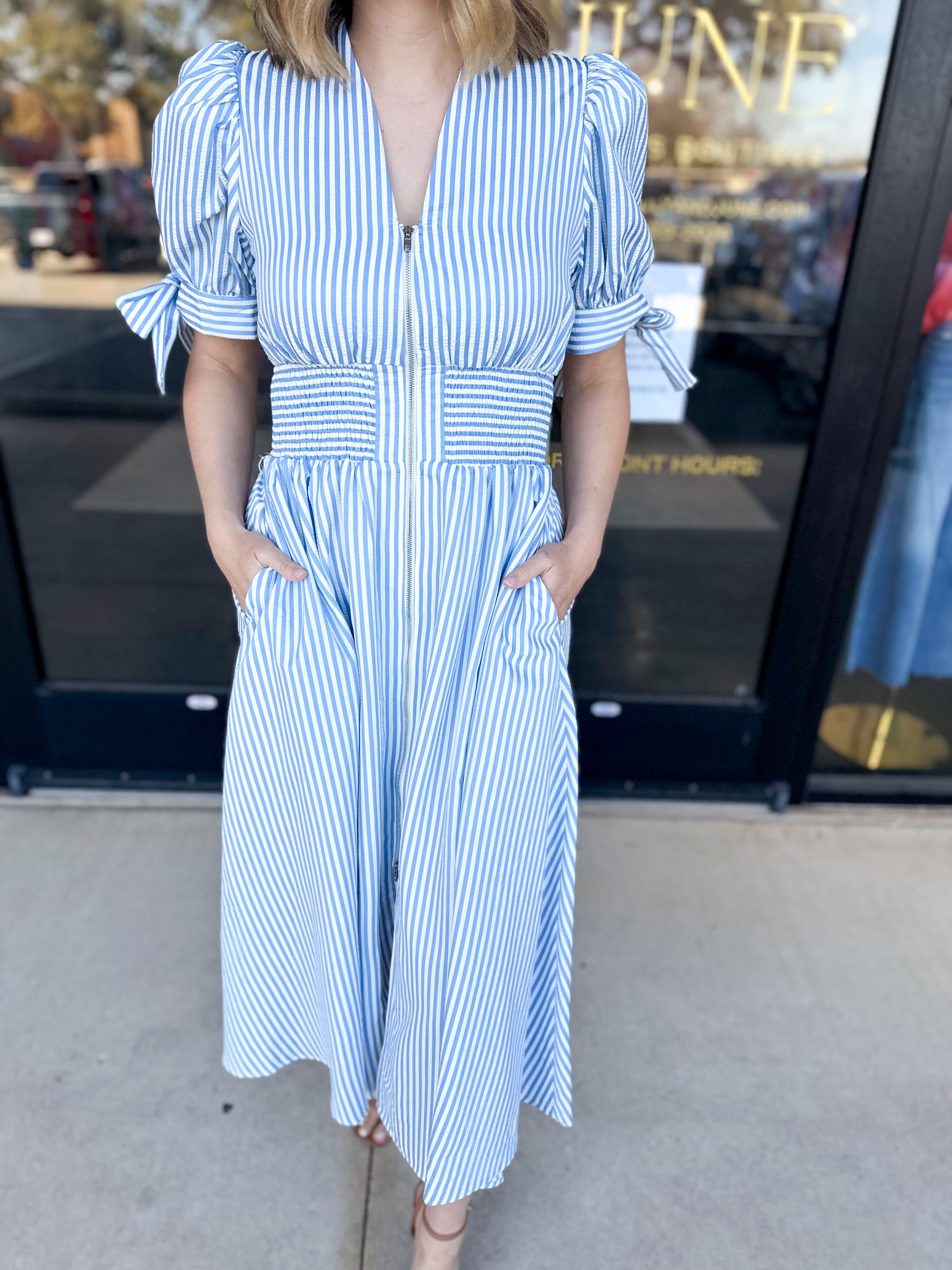 Springtime Sweetness Midi Dress - Light Blue-500 Midi-ENTRO-July & June Women's Fashion Boutique Located in San Antonio, Texas