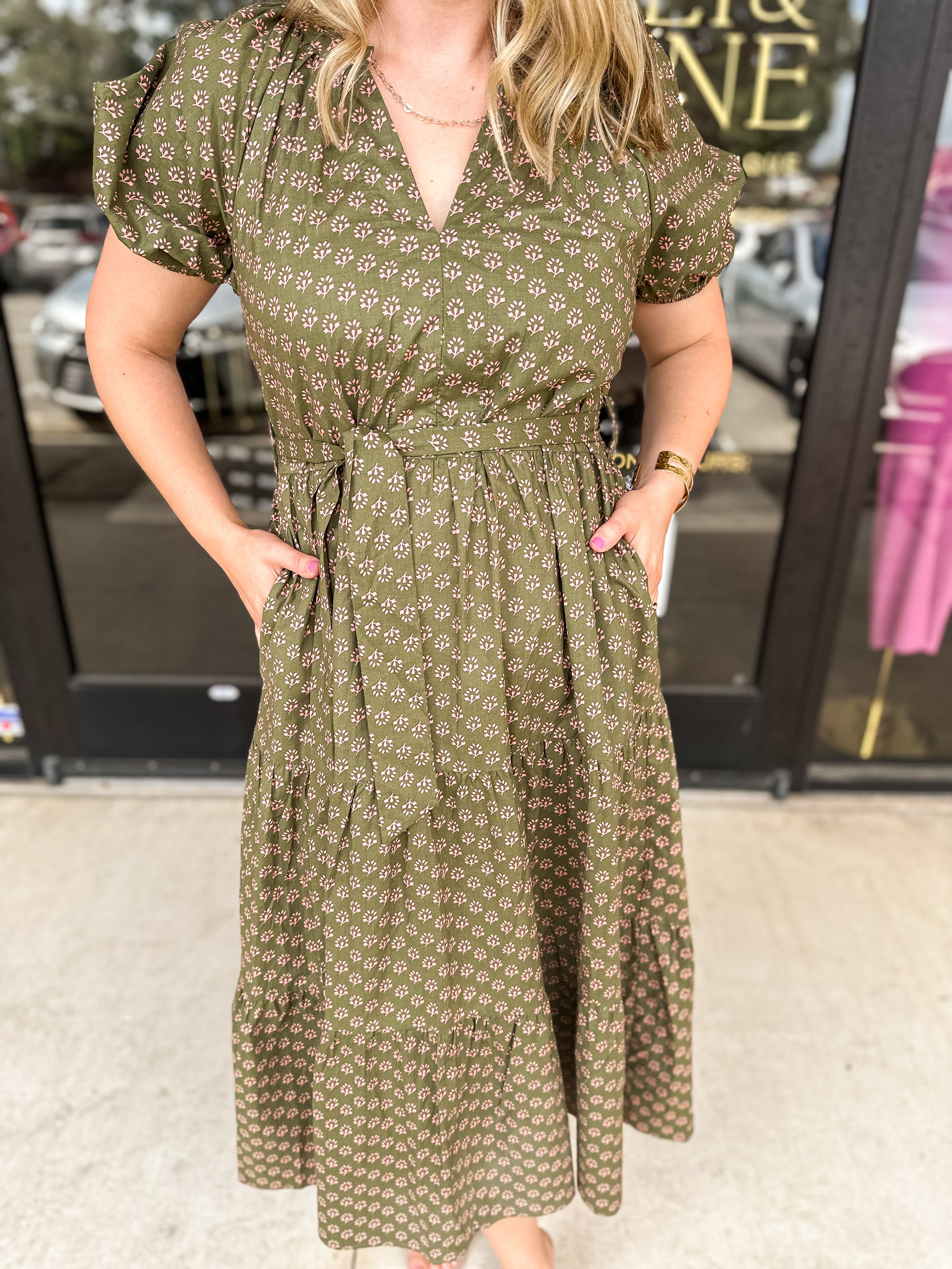 Olive Garden Midi Dress-500 Midi-PINCH-July & June Women's Fashion Boutique Located in San Antonio, Texas