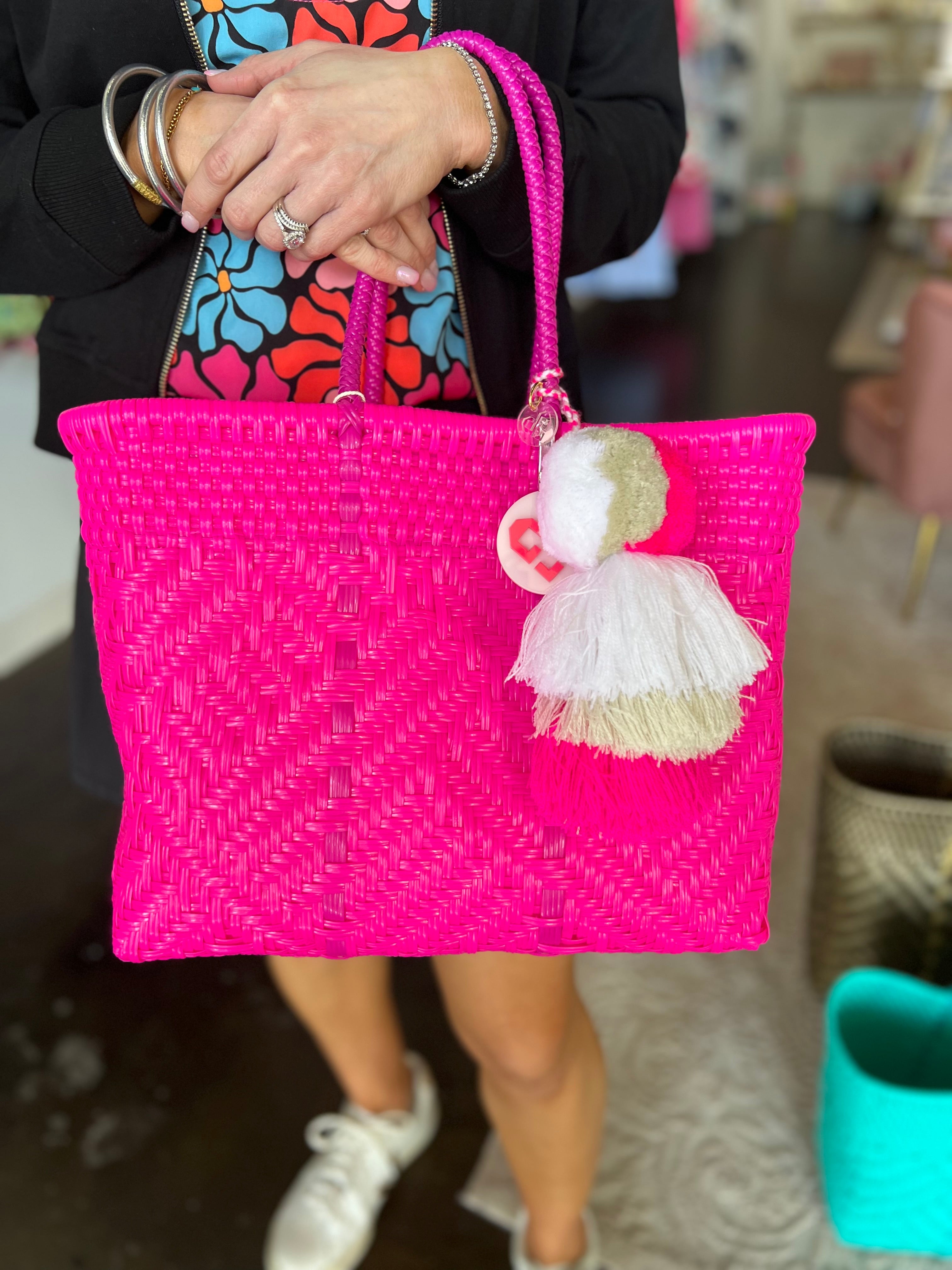 Maria Victoria - Glimmer Magenta Tote Bag Small-130 Accessories-MARIA VICTORIA-July & June Women's Fashion Boutique Located in San Antonio, Texas