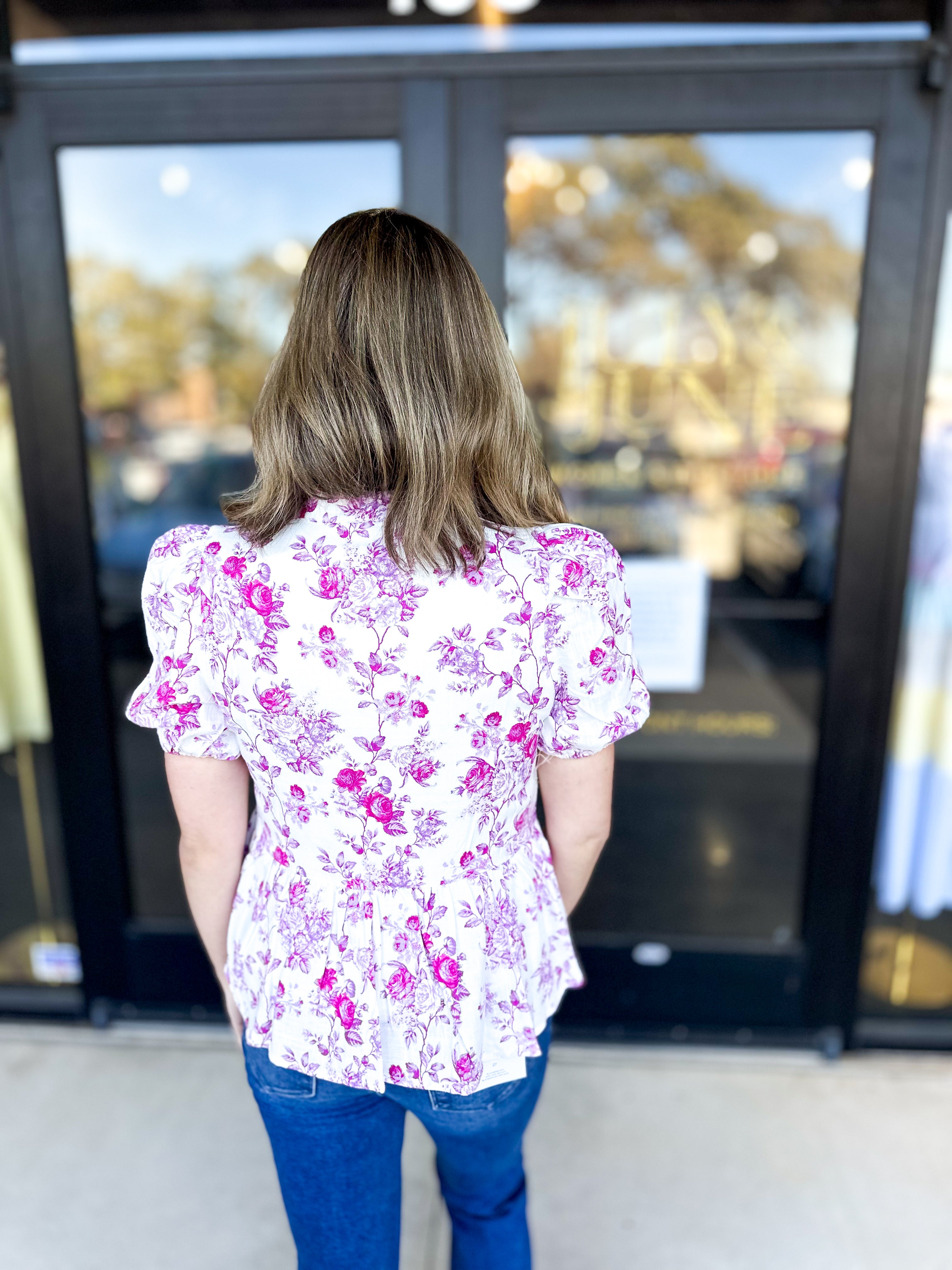 Pink Preppy Blouse-200 Fashion Blouses-TCEC-July & June Women's Fashion Boutique Located in San Antonio, Texas