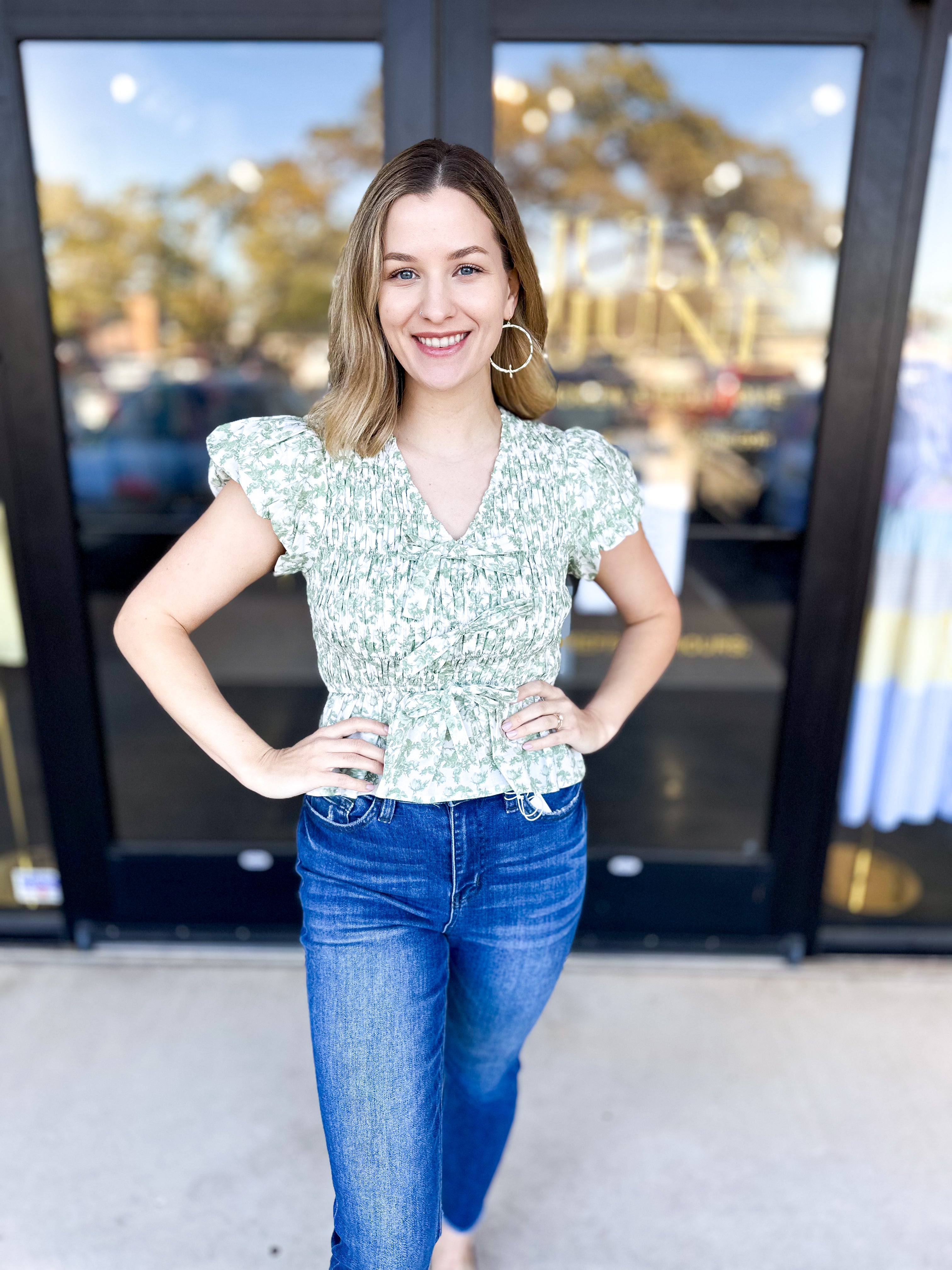 The Maine Blouse - Olive-200 Fashion Blouses-ENTRO-July & June Women's Fashion Boutique Located in San Antonio, Texas