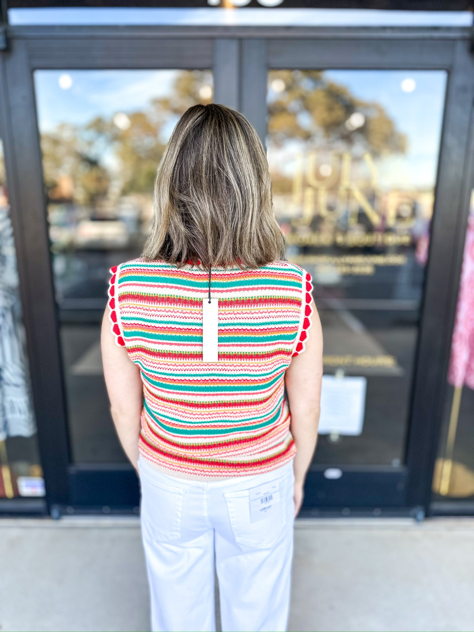 Scalloped Multi Sweater Top-230 Sweaters/Cardis-PINCH-July & June Women's Fashion Boutique Located in San Antonio, Texas