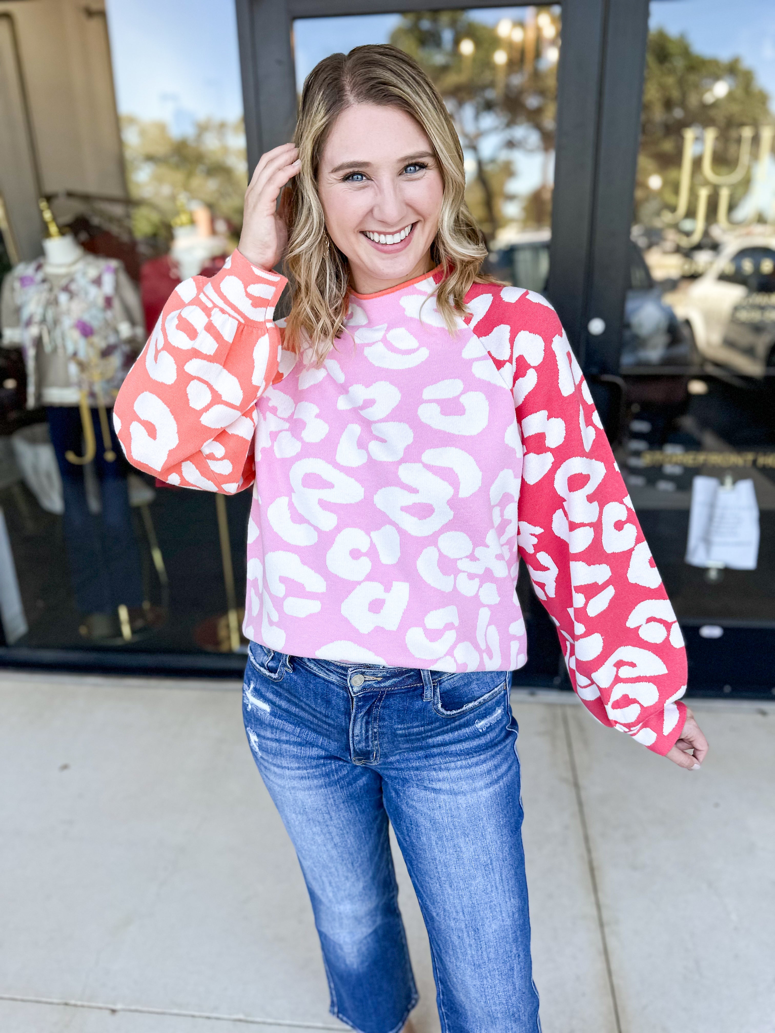 Pink cheetah sweater hotsell