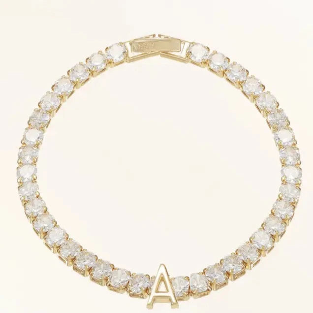 Natalie Wood - Enchanted Tennis Initial Bracelet Gold - Multiple Initials-July & June Women's Boutique -July & June Women's Fashion Boutique Located in San Antonio, Texas