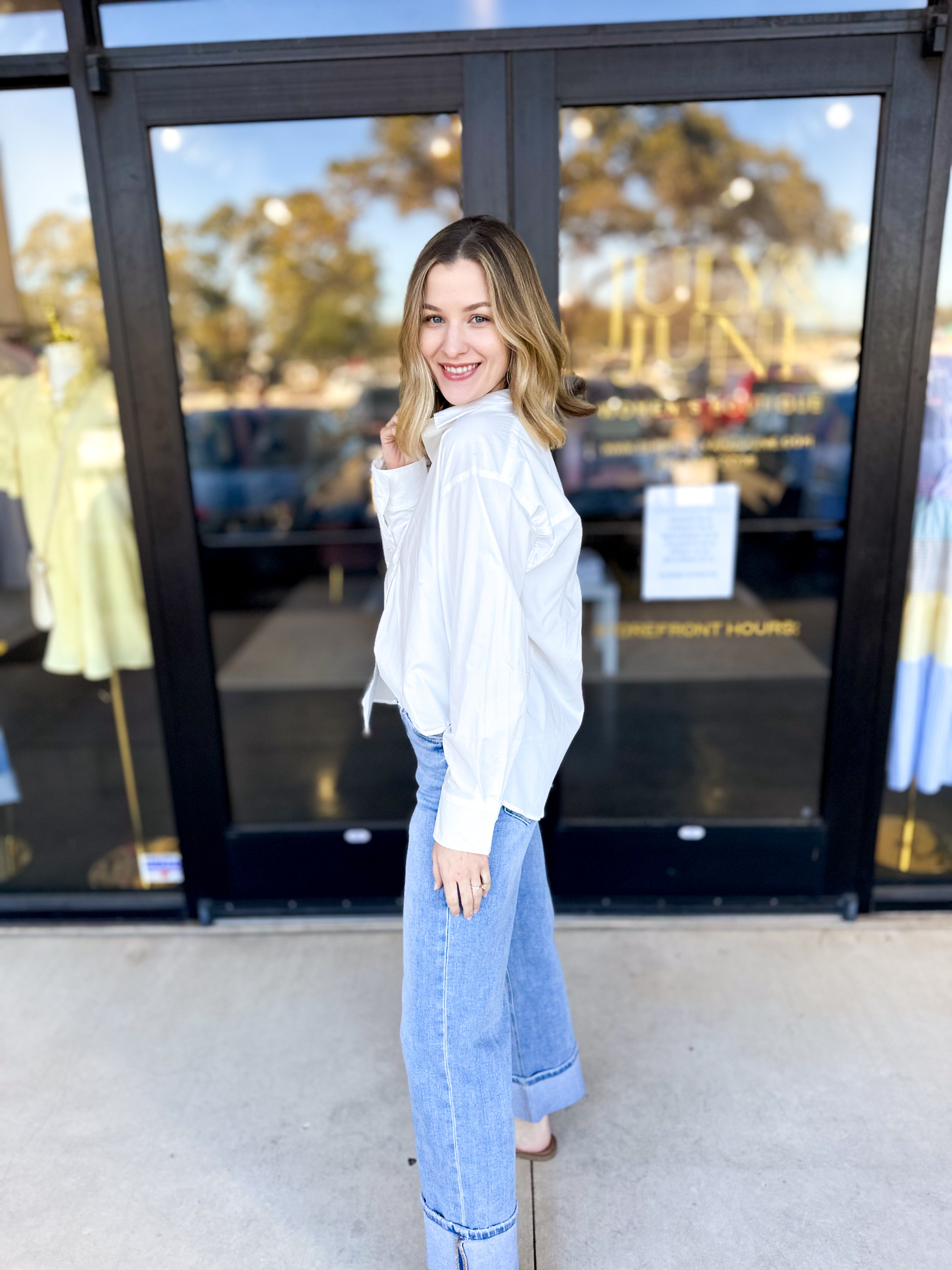 Your Best Friend Button Down Blouse - Ivory-200 Fashion Blouses-SKIES ARE BLUE-July & June Women's Fashion Boutique Located in San Antonio, Texas