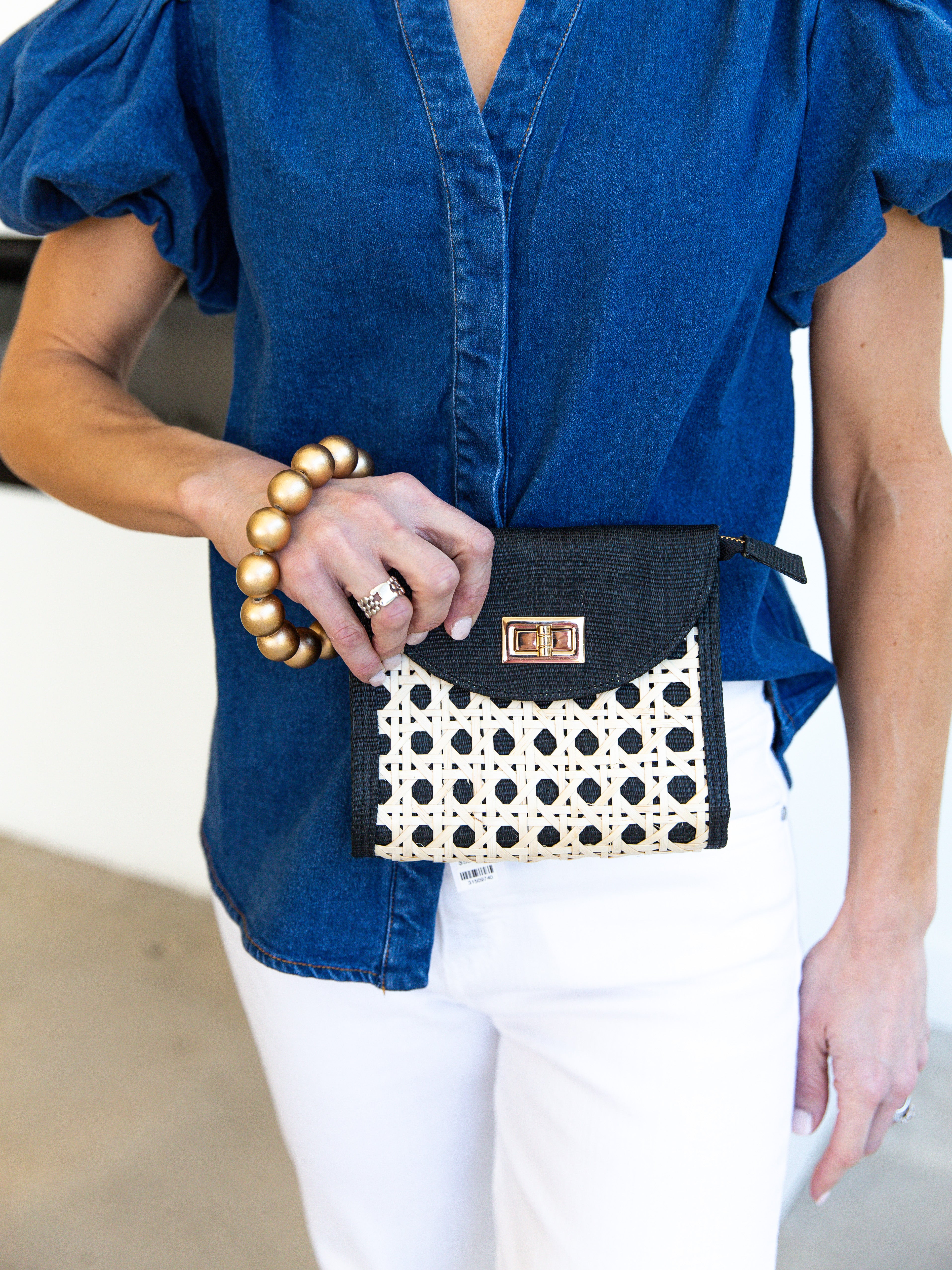 The Davina Woven Wristlet Bag - Black & Gold-130 ACCESSORIES-Soli & Sun-July & June Women's Fashion Boutique Located in San Antonio, Texas