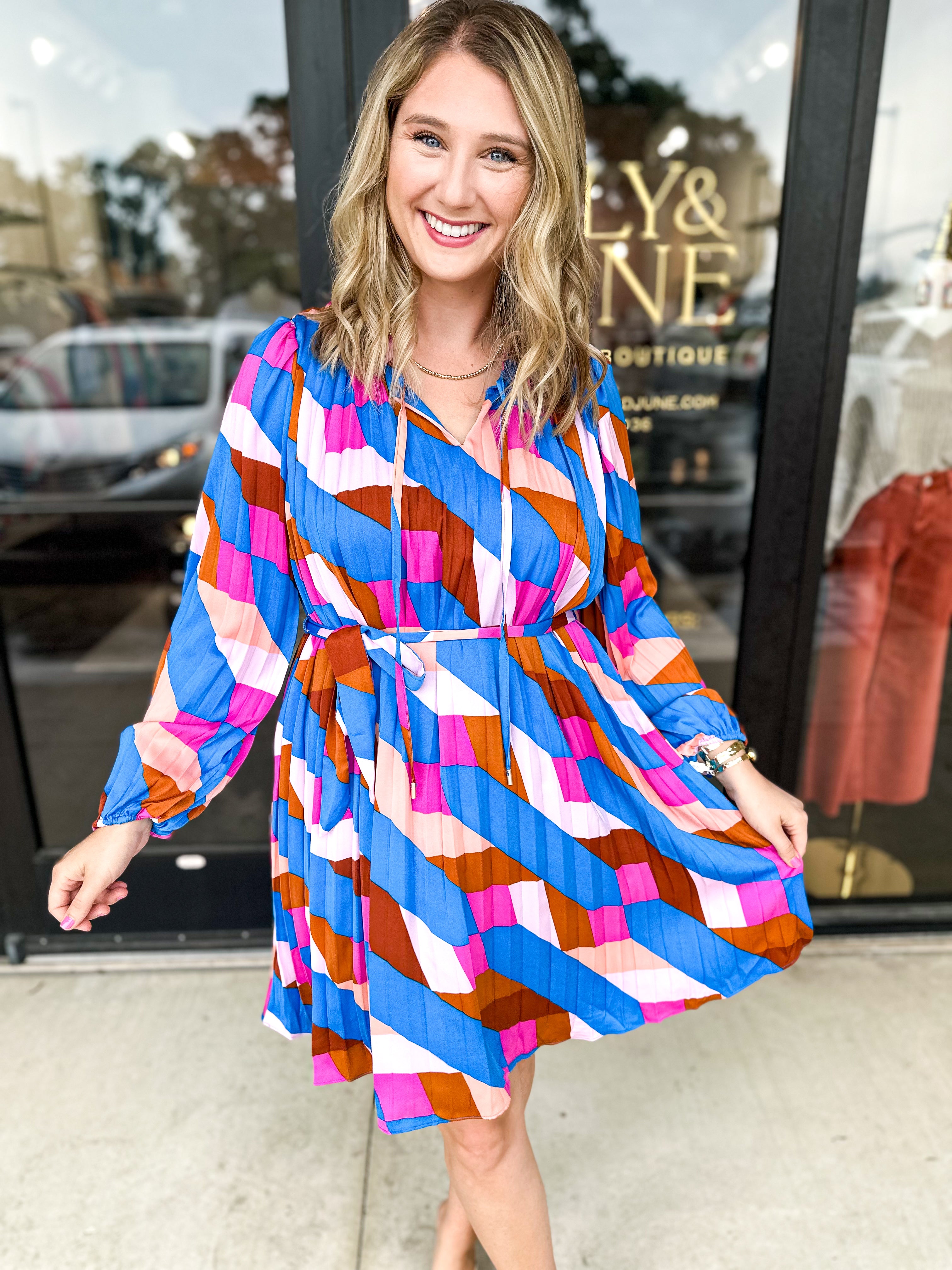 Bold & Beautiful Mini Dress-510 Mini-SKIES ARE BLUE-July & June Women's Fashion Boutique Located in San Antonio, Texas