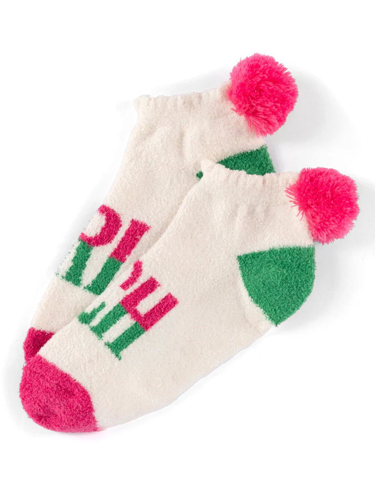 Fuzzy Socks - Ivory Grinch-140 Gifts + Home-SHIRALEAH-July & June Women's Fashion Boutique Located in San Antonio, Texas