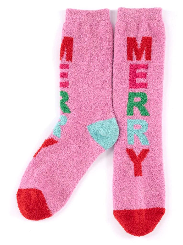 Fuzzy Socks - Merry Pink Socks-140 Gifts + Home-SHIRALEAH-July & June Women's Fashion Boutique Located in San Antonio, Texas