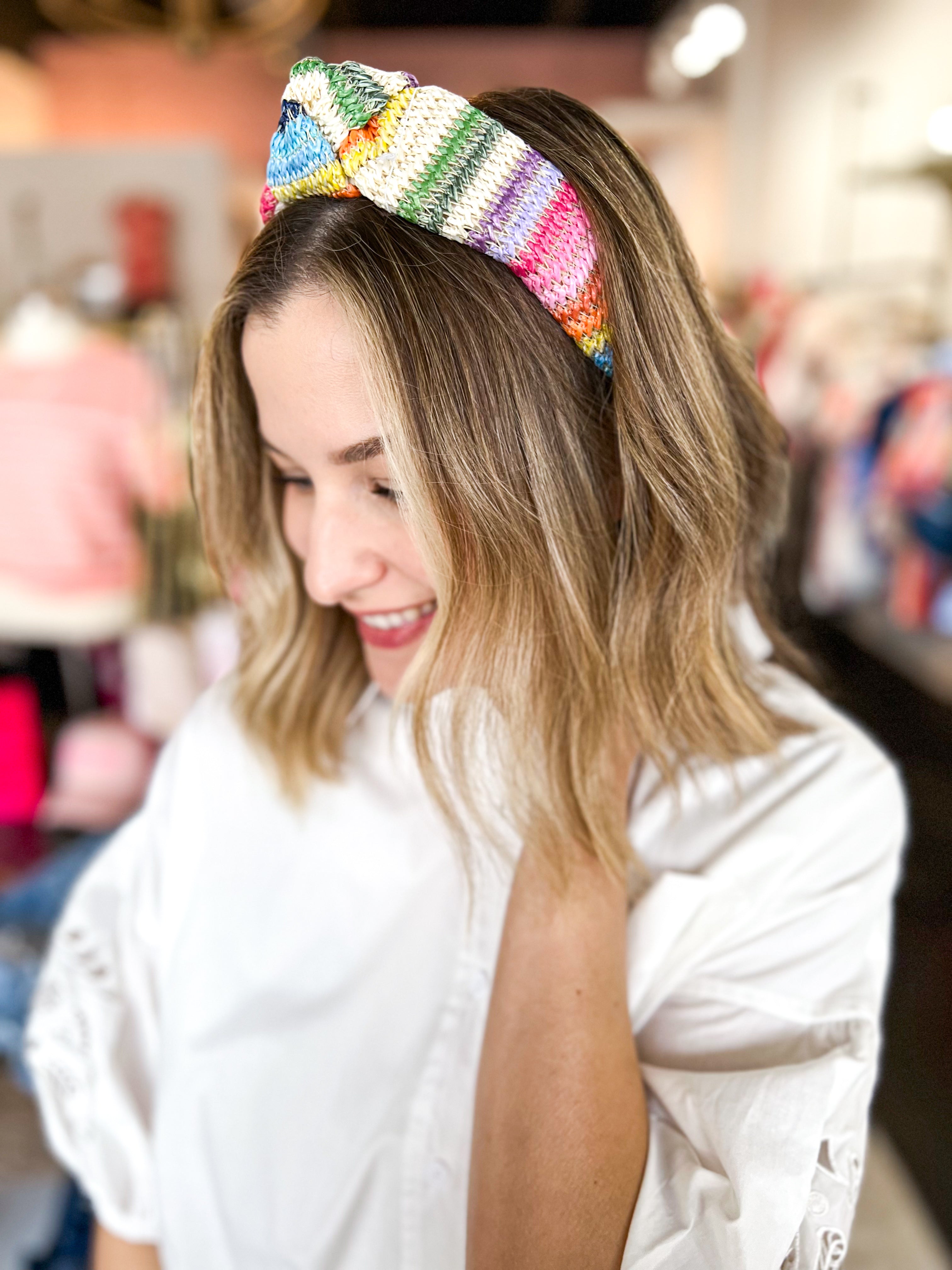 Rainbow Stripe Knotted Headband-130 ACCESSORIES-SHIRALEAH-July & June Women's Fashion Boutique Located in San Antonio, Texas