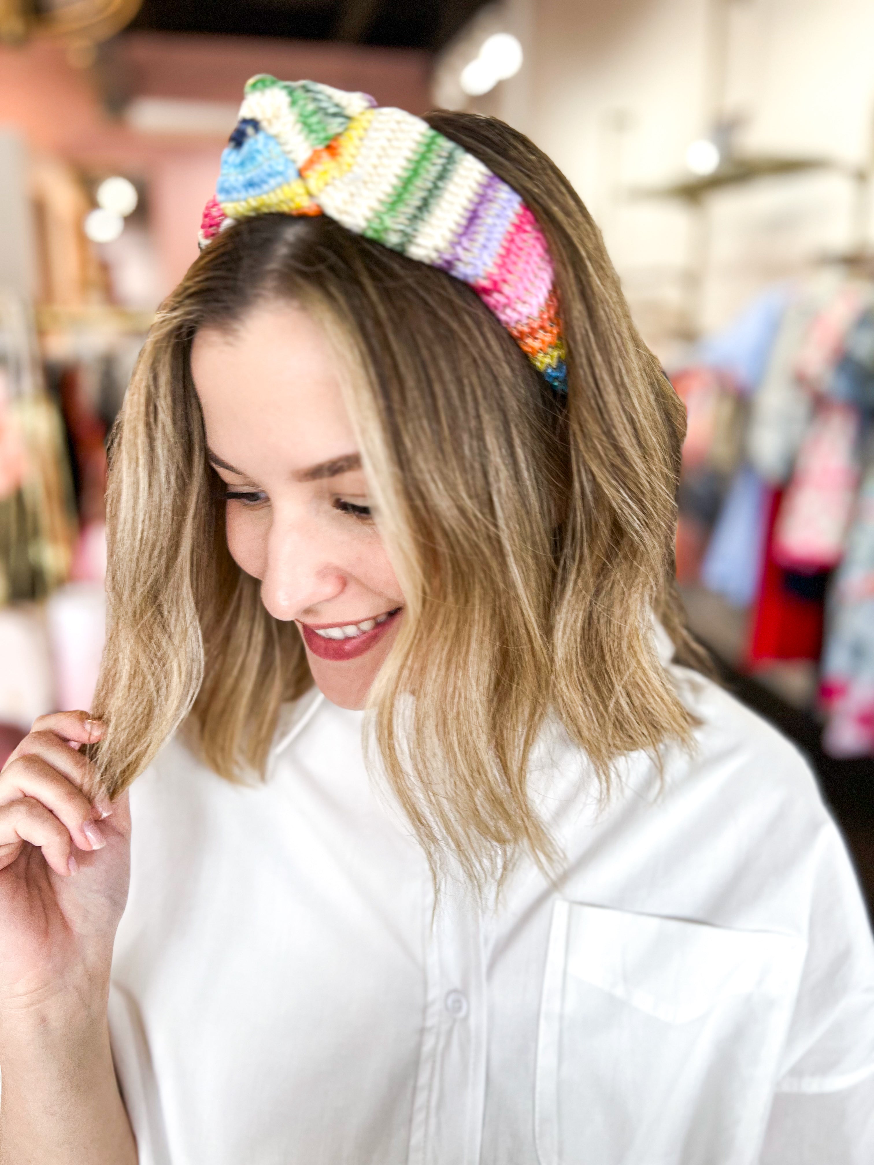 Rainbow Stripe Knotted Headband-130 ACCESSORIES-SHIRALEAH-July & June Women's Fashion Boutique Located in San Antonio, Texas