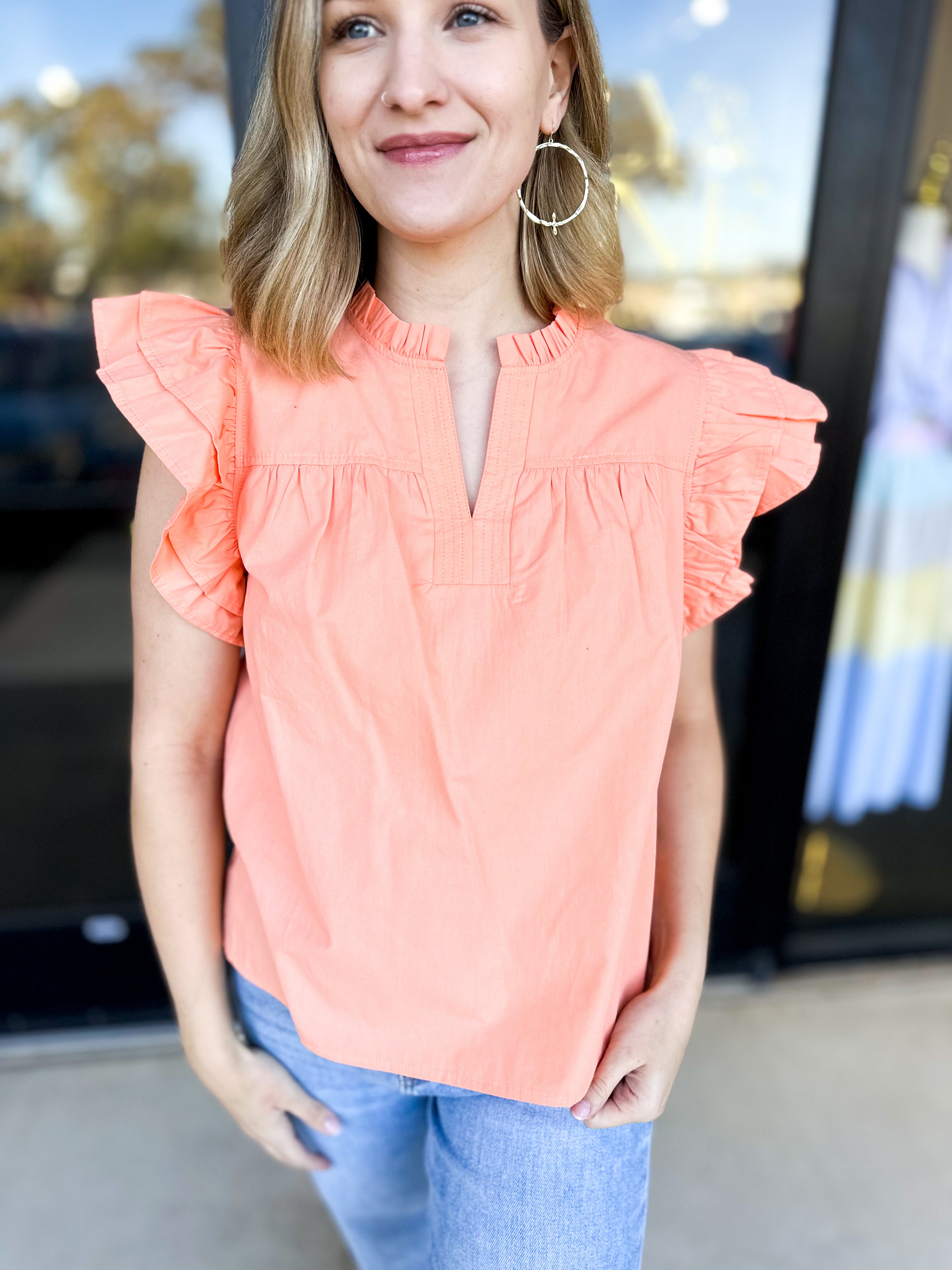 Classic Chic Blouse - Peach-200 Fashion Blouses-JODIFL-July & June Women's Fashion Boutique Located in San Antonio, Texas