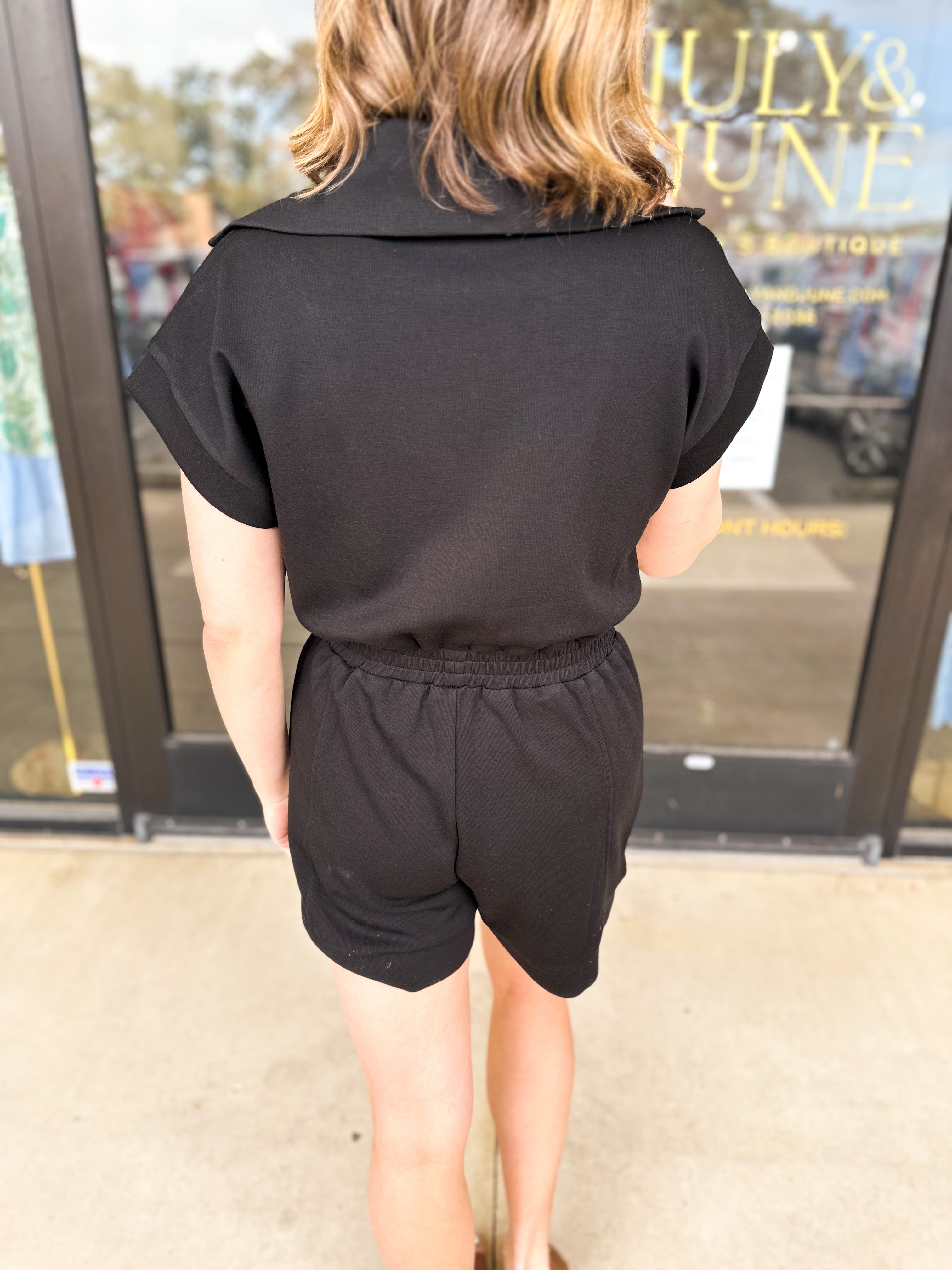 Take Me There Romper - Black-510 Mini-JODIFL-July & June Women's Fashion Boutique Located in San Antonio, Texas