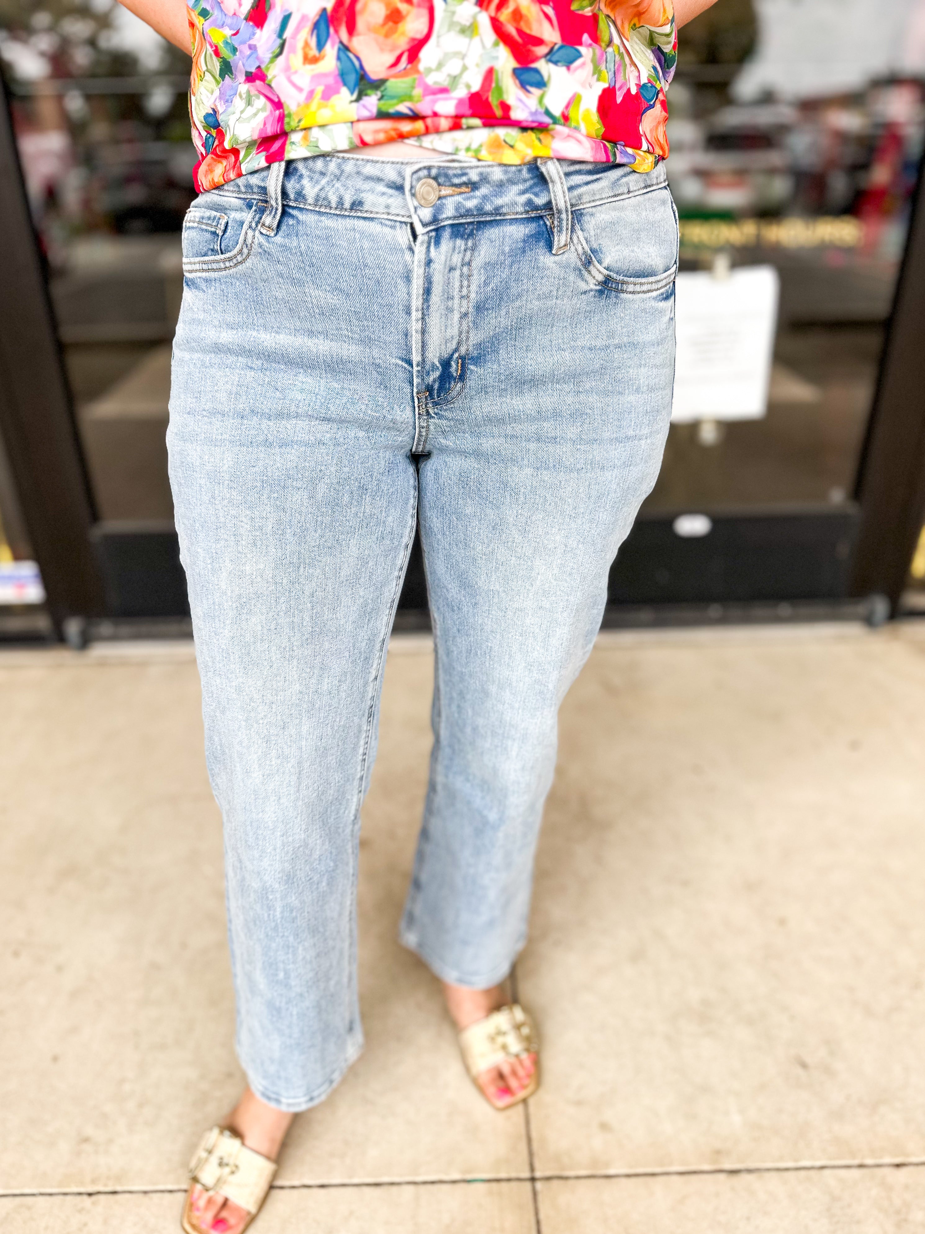 Vervet Mid Rise Crop Straight Leg Jeans-400 Pants-VEVERT BY FLYING MONKEY-July & June Women's Fashion Boutique Located in San Antonio, Texas