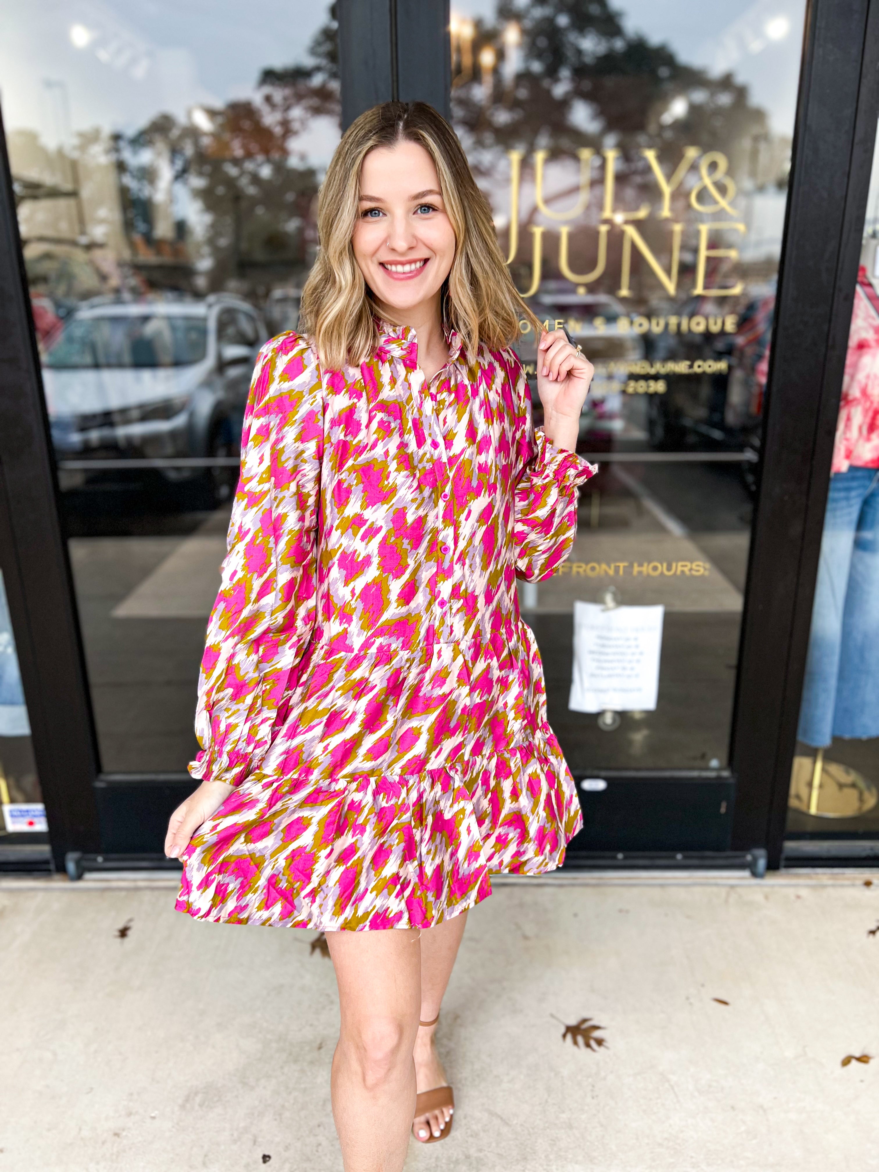 Watercolor Mini Dress - Pink-510 Mini-TCEC-July & June Women's Fashion Boutique Located in San Antonio, Texas