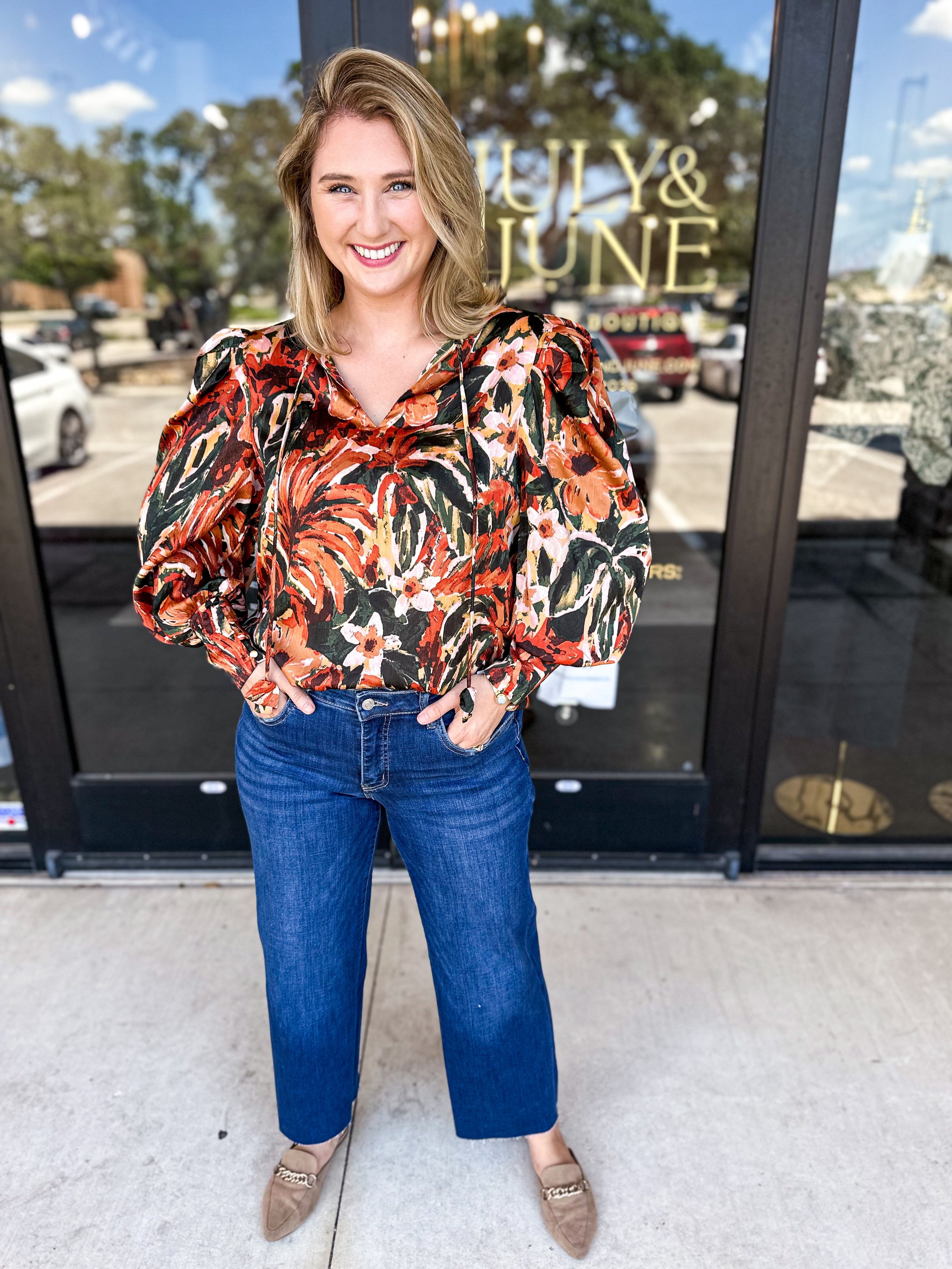 THML - Fall Garden Blouse-200 Fashion Blouses-THML-July & June Women's Fashion Boutique Located in San Antonio, Texas