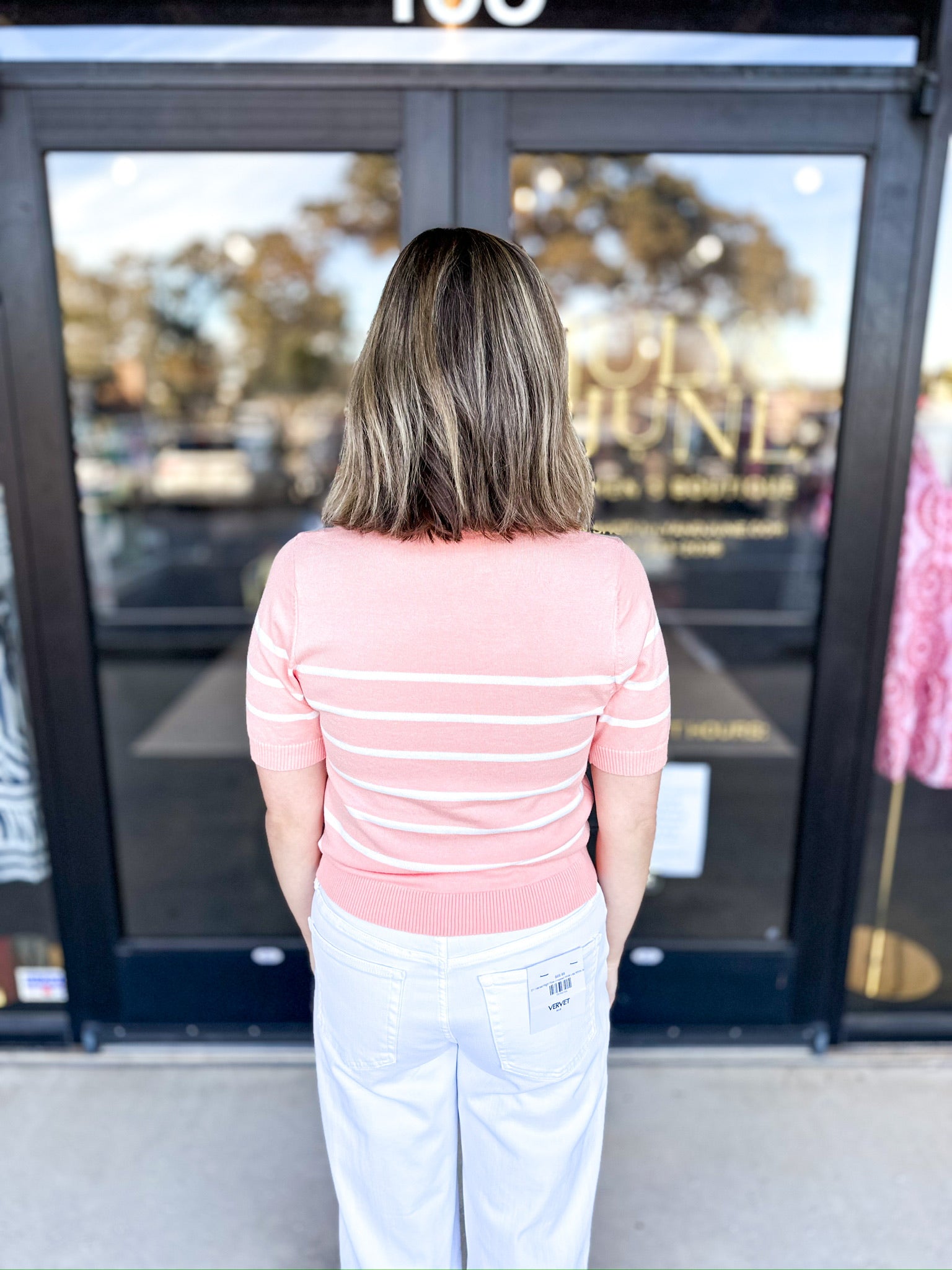 Springtime Short Sleeve Sweater Top - Peach-230 Sweaters/Cardis-ALLIE ROSE-July & June Women's Fashion Boutique Located in San Antonio, Texas