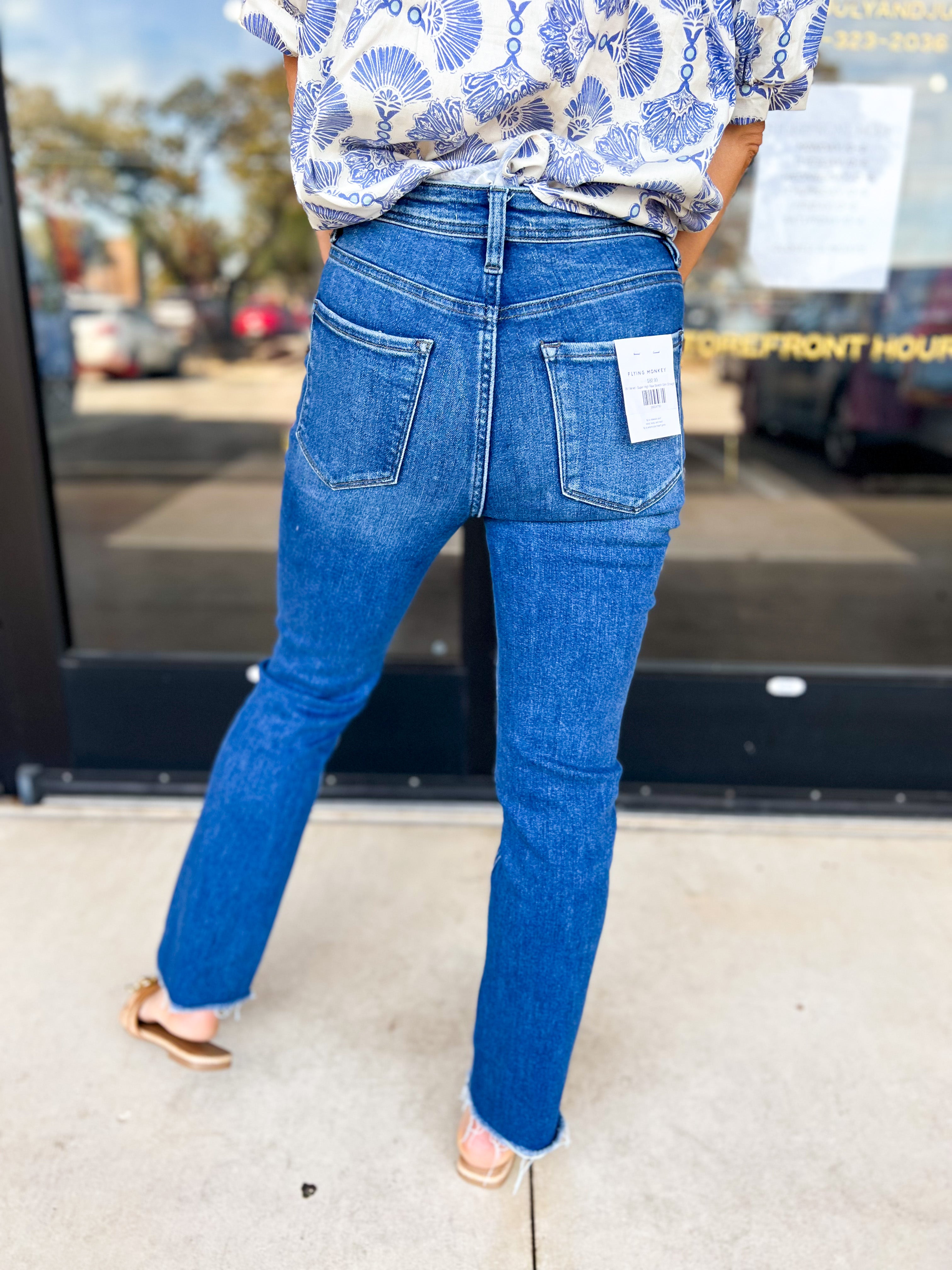 Vervet - Super High Rise Stretch Slim Straight Jeans-400 Pants-VEVERT BY FLYING MONKEY-July & June Women's Fashion Boutique Located in San Antonio, Texas