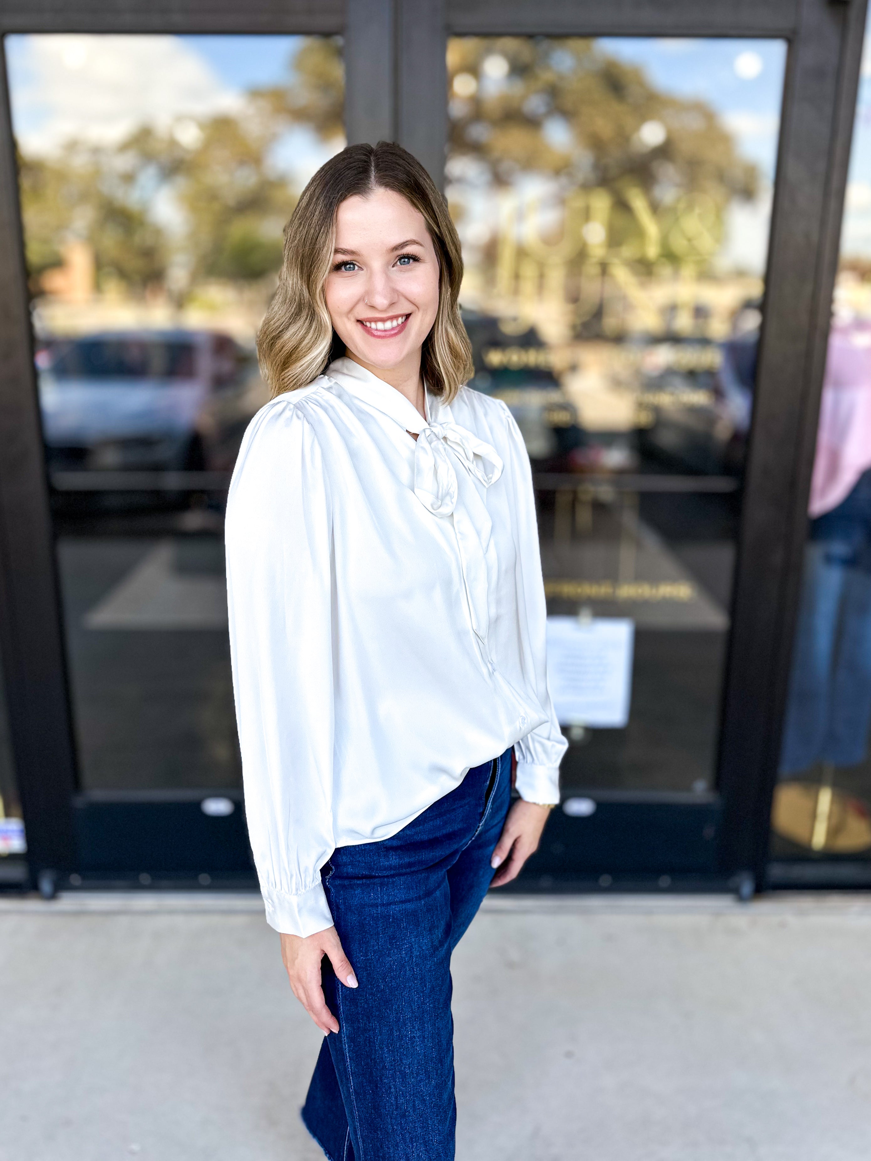 Happy Hour Blouse - Ivory-200 Fashion Blouses-SKIES ARE BLUE-July & June Women's Fashion Boutique Located in San Antonio, Texas