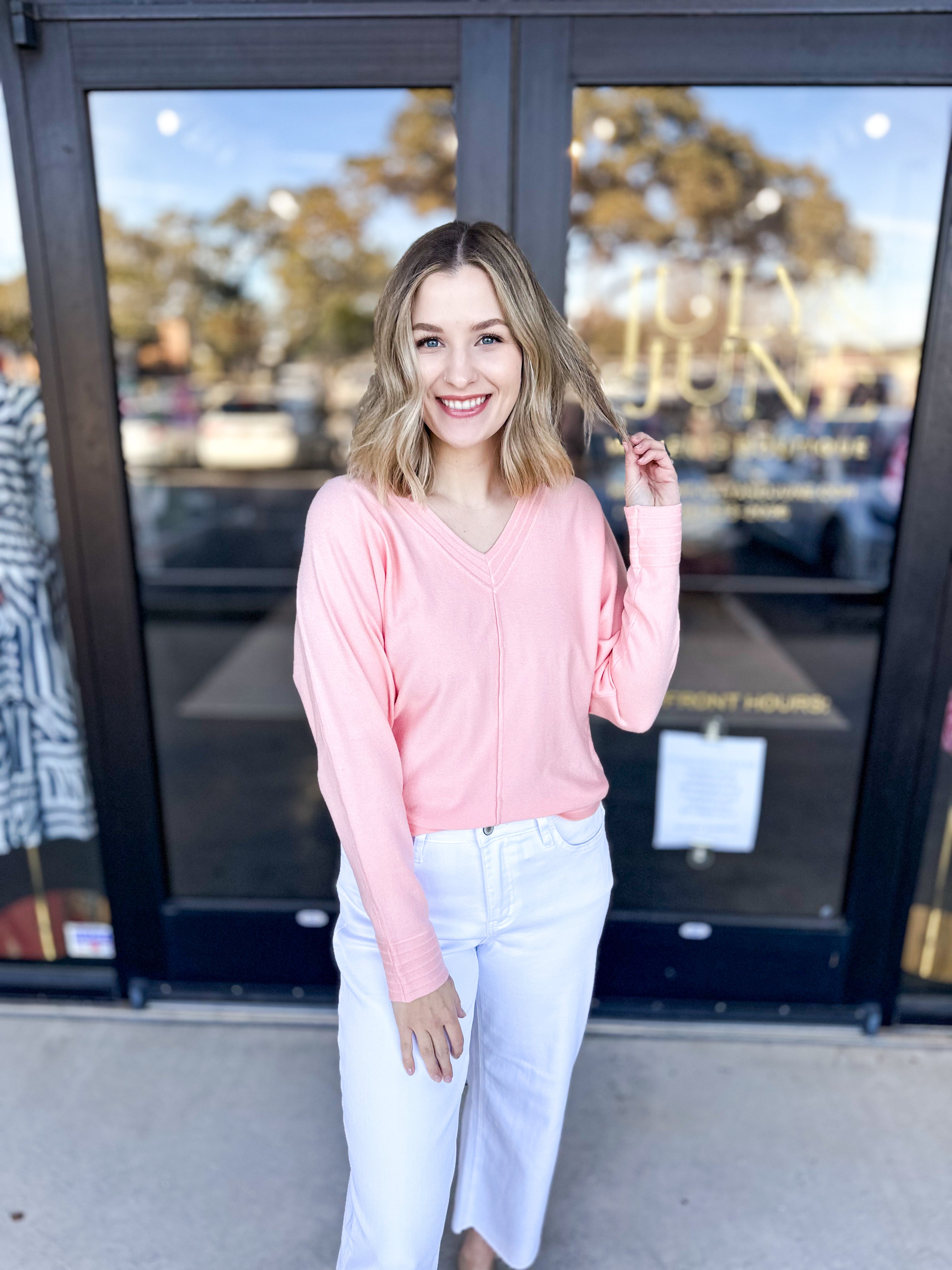 Shawn Comfy Top - Light Peach-210 Casual Blouses-ALLIE ROSE-July & June Women's Fashion Boutique Located in San Antonio, Texas