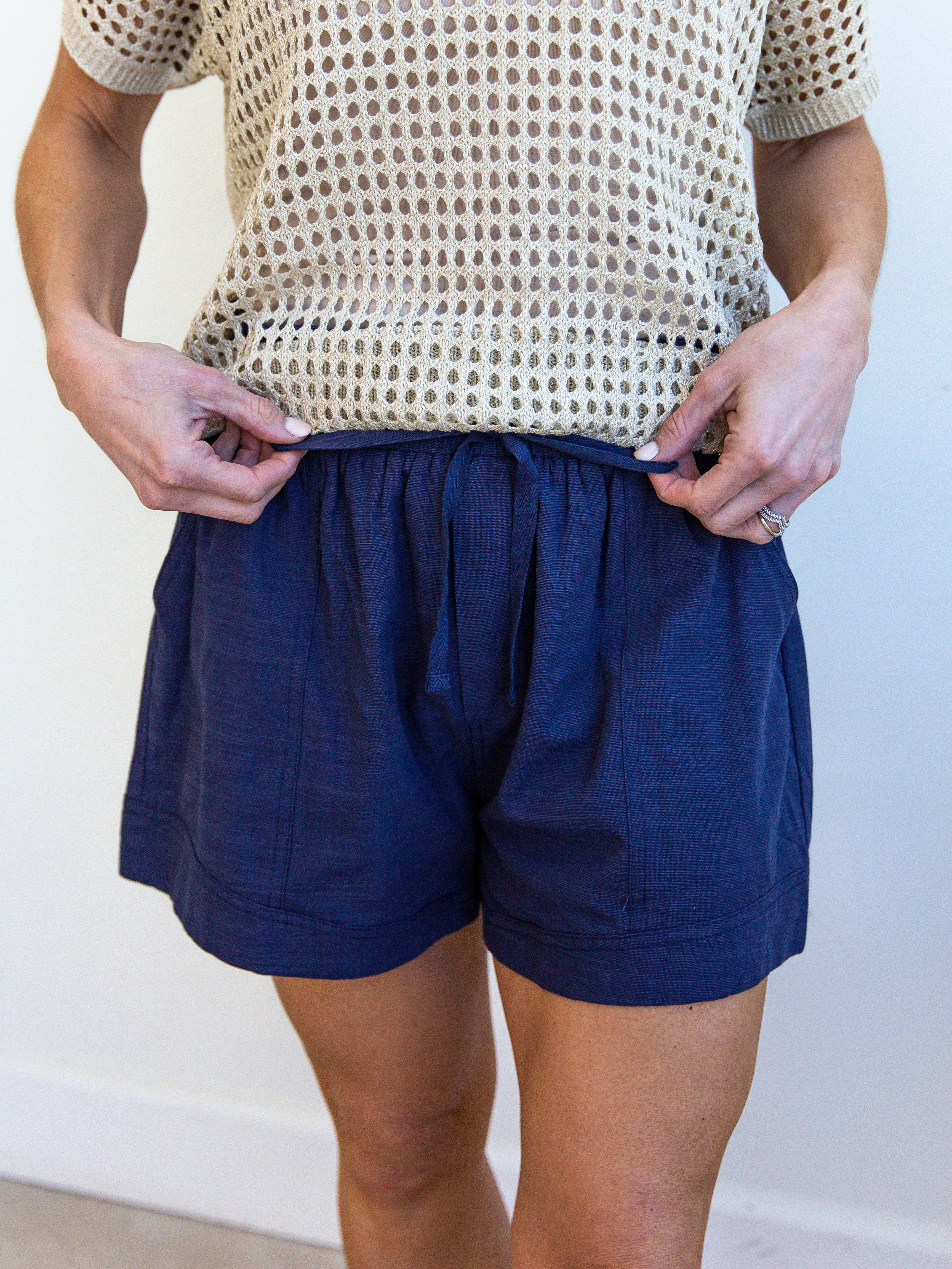 Casual Cute Shorts - Navy-410 Shorts/Skirts-ENTRO-July & June Women's Fashion Boutique Located in San Antonio, Texas