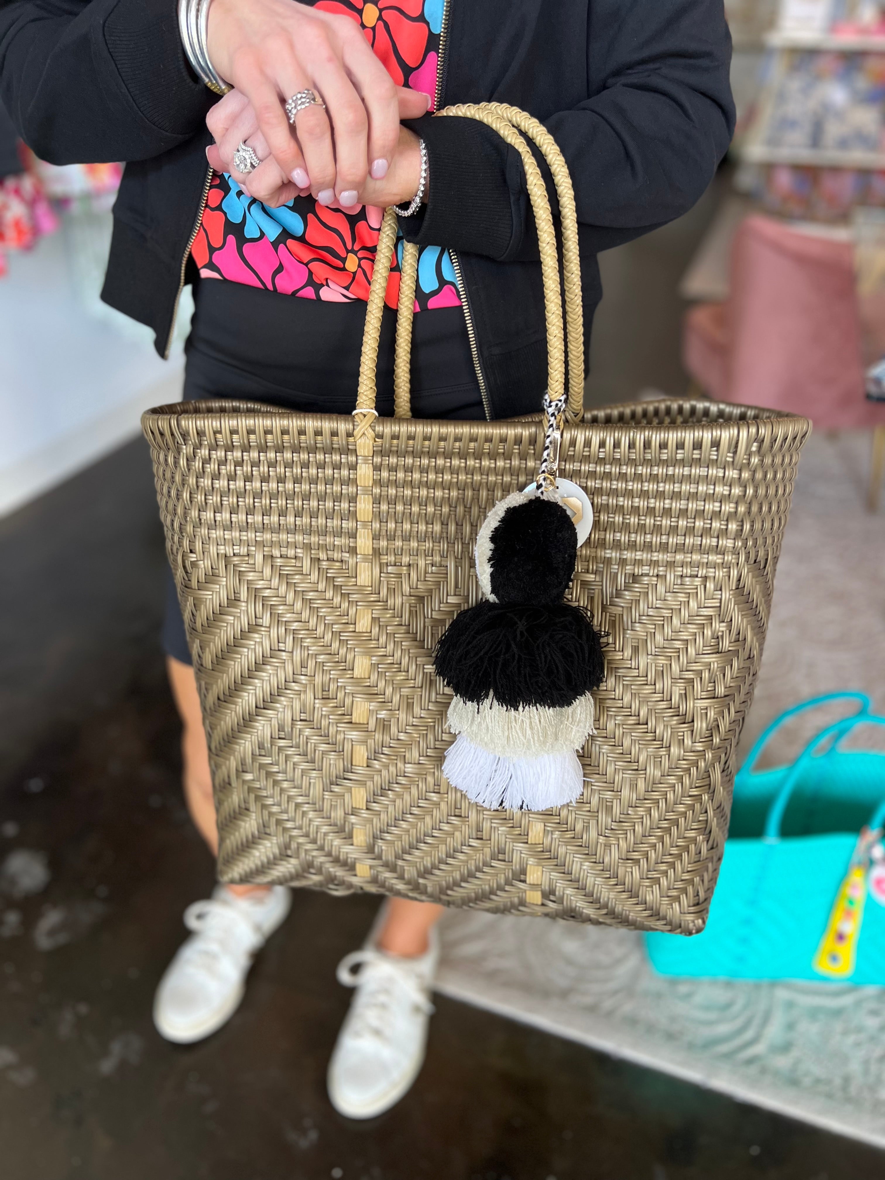 Maria Victoria - Glimmer Golden Tote Bag Large-130 Accessories-MARIA VICTORIA-July & June Women's Fashion Boutique Located in San Antonio, Texas