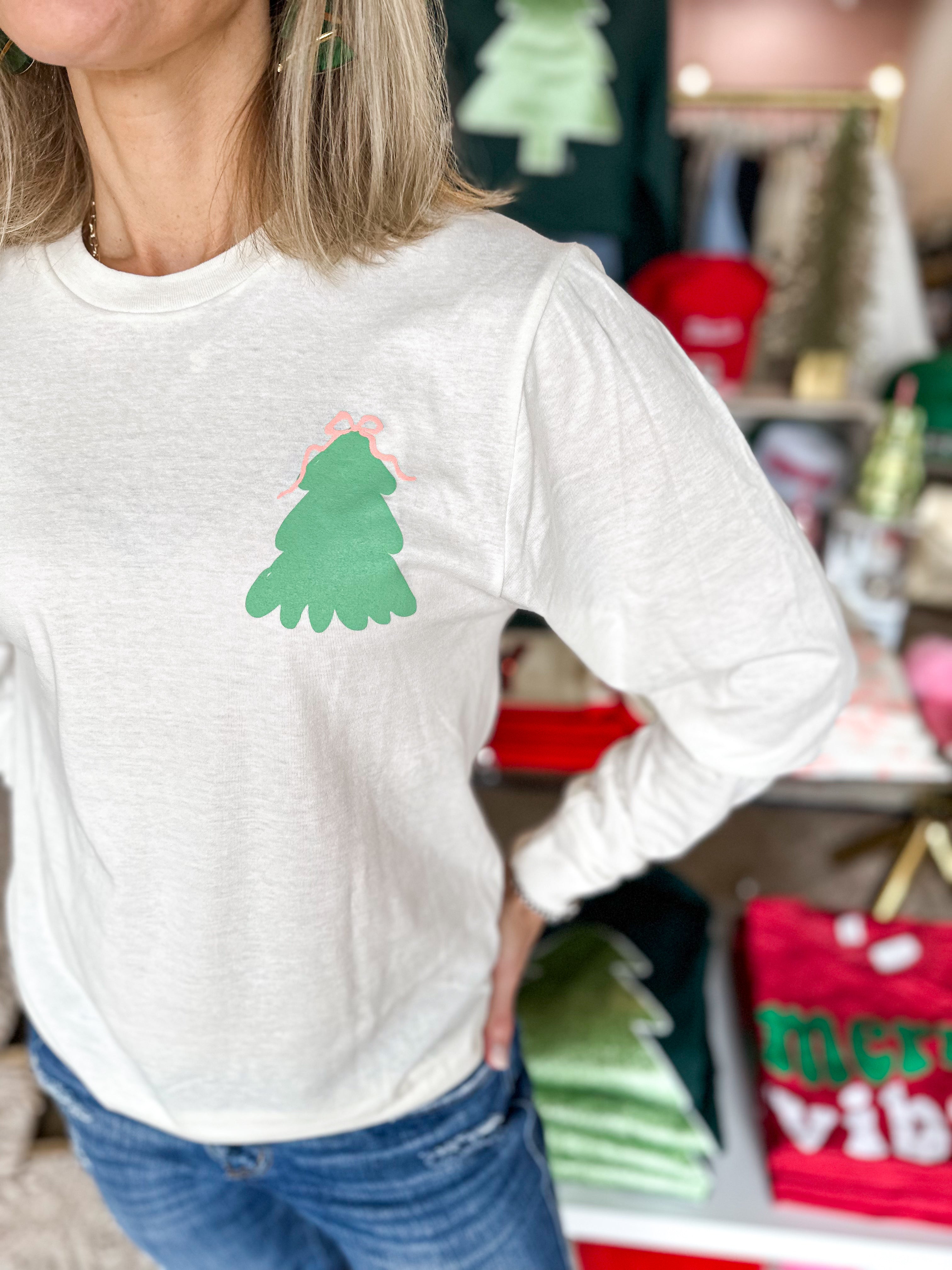 Merry Little Christmas Graphic Long Sleeve T-Shirt-210 Casual Blouses-PPTX-July & June Women's Fashion Boutique Located in San Antonio, Texas