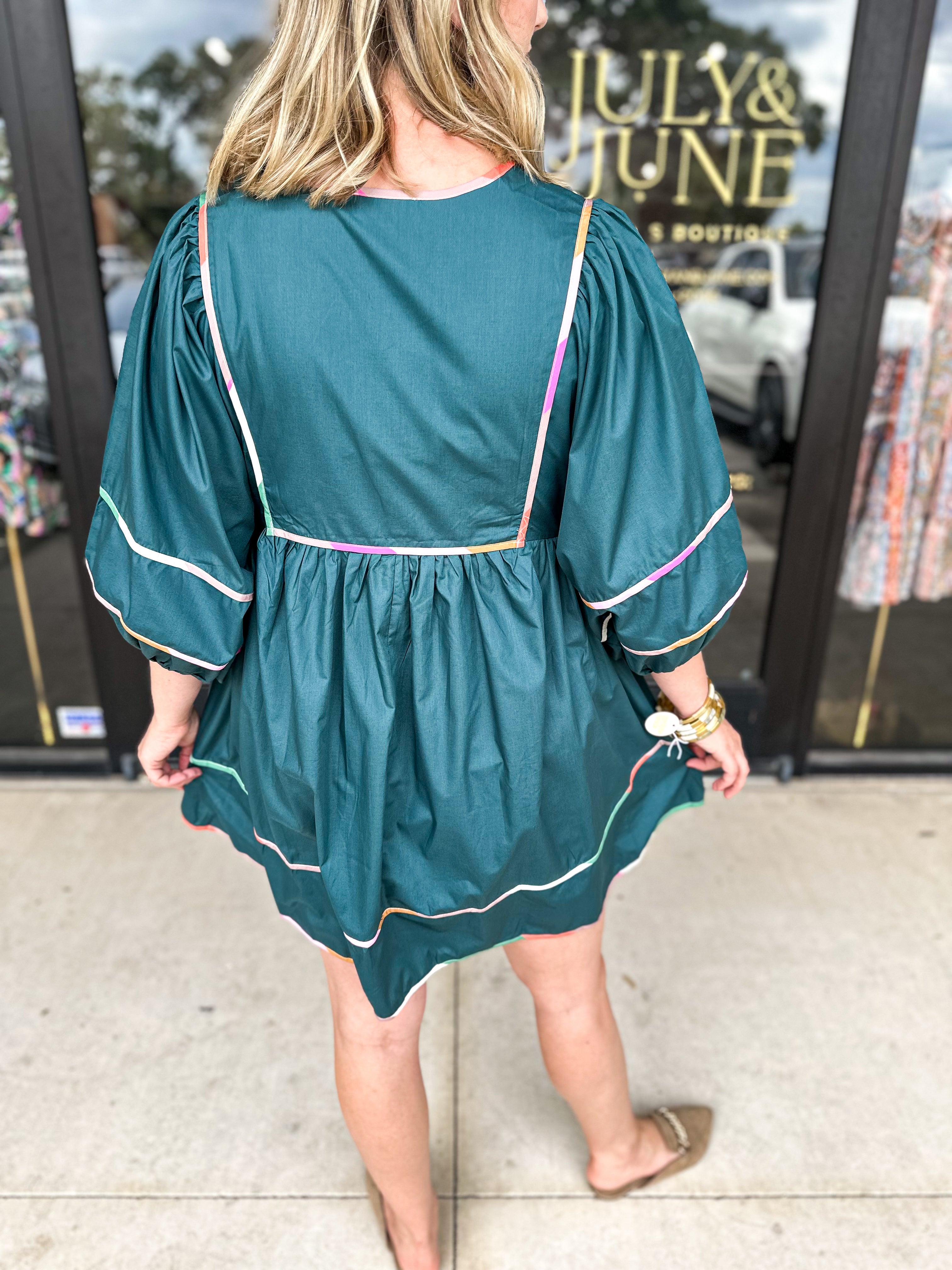 The Jane Mini Dress - Pine-510 Mini-ENTRO-July & June Women's Fashion Boutique Located in San Antonio, Texas