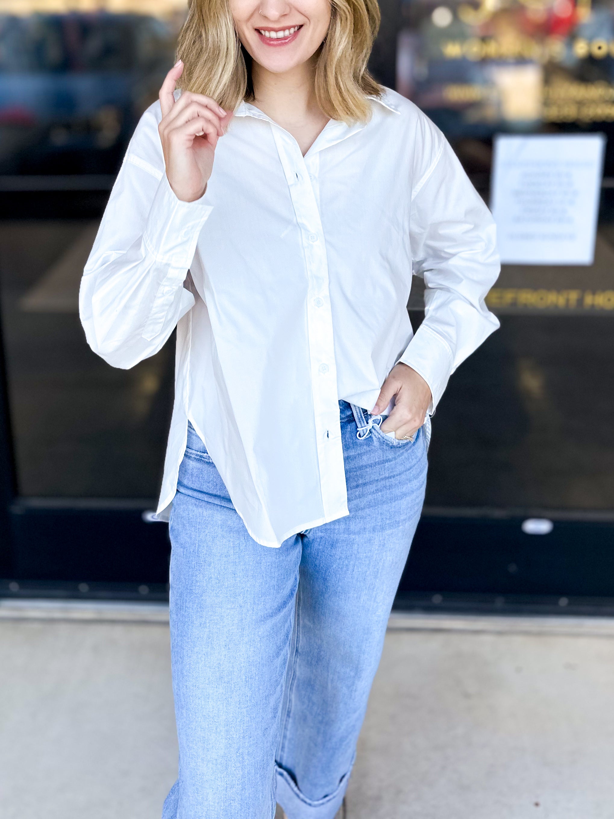 Your Best Friend Button Down Blouse - Ivory-200 Fashion Blouses-SKIES ARE BLUE-July & June Women's Fashion Boutique Located in San Antonio, Texas