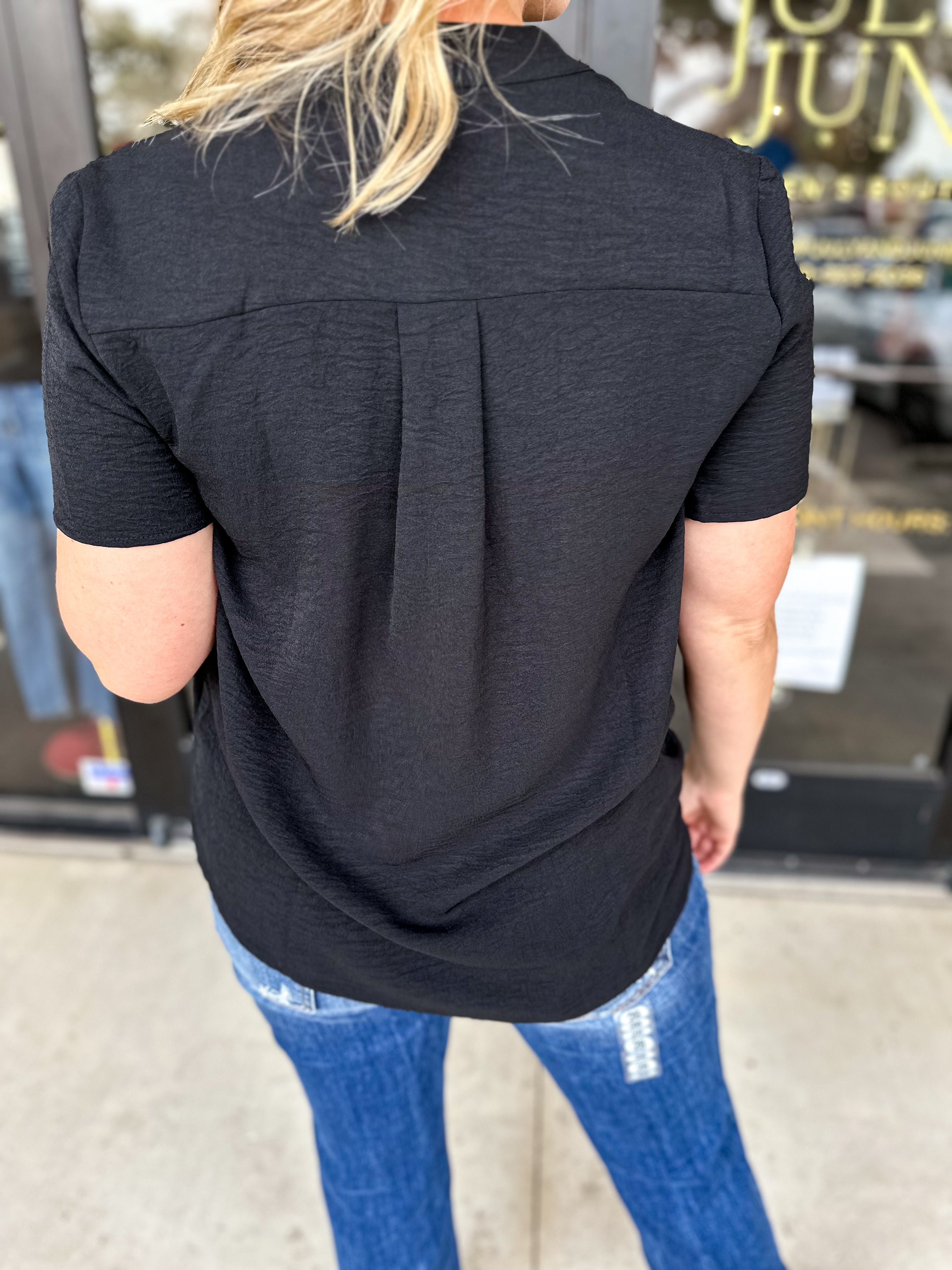 The Classic Cut Blouse - Black-200 Fashion Blouses-ENTRO-July & June Women's Fashion Boutique Located in San Antonio, Texas